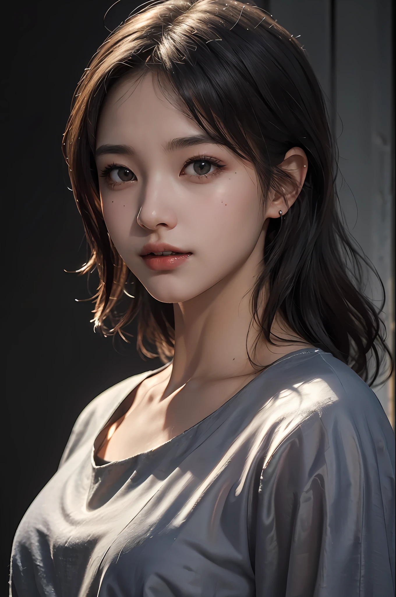 (masterpiece、top-quality、beautiful quality、Photorealsitic、don't watch the viewer、detailed lighting、highlydetailed skin、very detail hair、extremely detailed teeth、shadowy、8k:1.2)、(women's pictures、1girl in:1.2)、