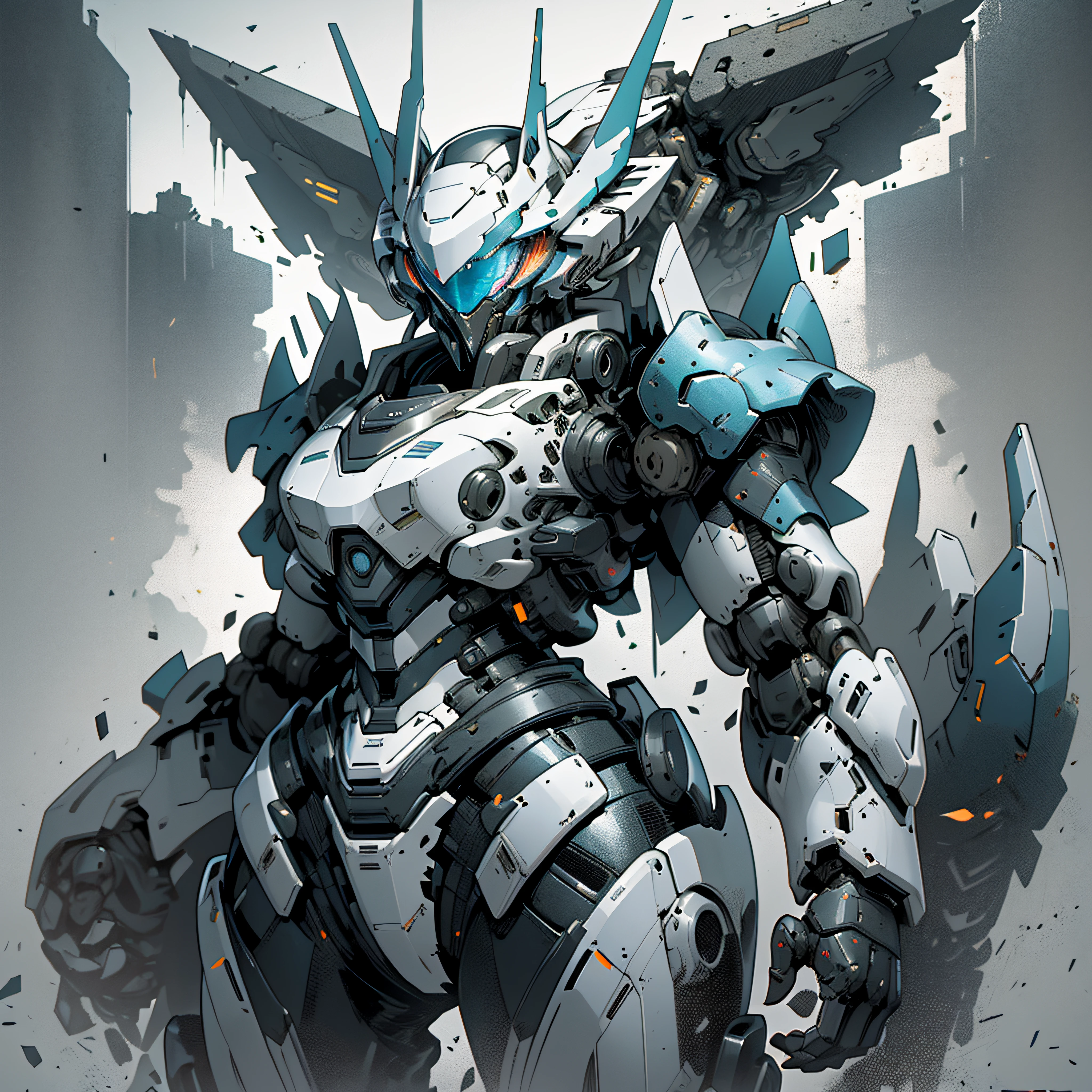 1 woman inside a huge bulky exoskeleton robot , ((bulky)) armor, mecha,
ink, clean lines, negative space, high contrast, gradient color,