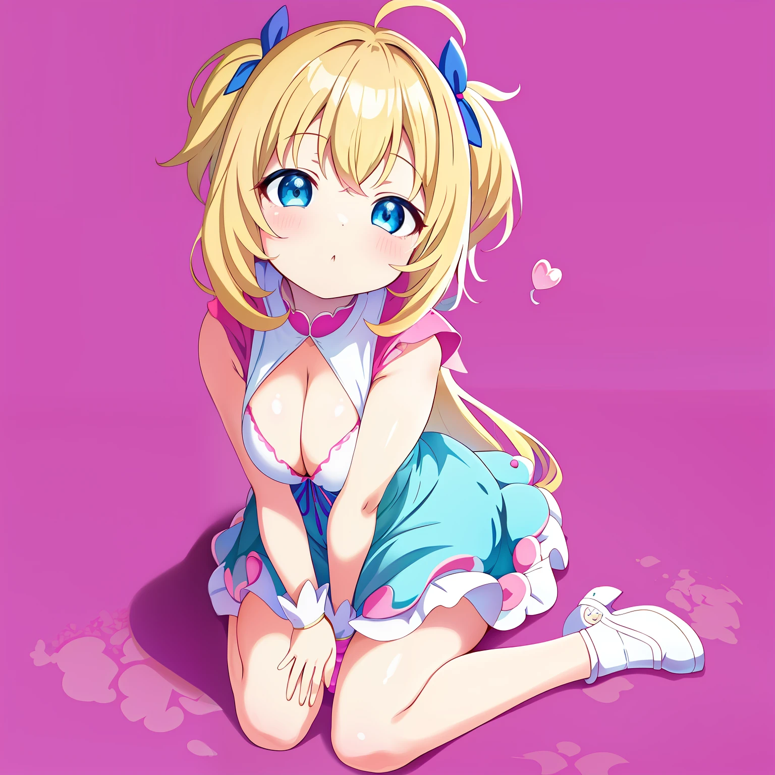 taut like a big inflated balloon、ultra gigantic tits、Super burst breasts、Super big、Big, Squeeze with both arms、Beautiful that seems to overflow from clothes、Beautiful big、Anime girl with big blue eyes sitting on the ground on pink background, tits out, Big, curvaceous loli, Big loli in dress, loli big boobs, anime girl sitting on the ground with her legs crossed, loli in dress, small curvy loli, Cute anime girl, splash art anime loli, anime moe art style, Lori, small loli girl, (Anime Girl), Cute anime waifu in a nice dress, pretty anime girl, Seductive Anime Girl, Anime Best Girl, Cute Anime