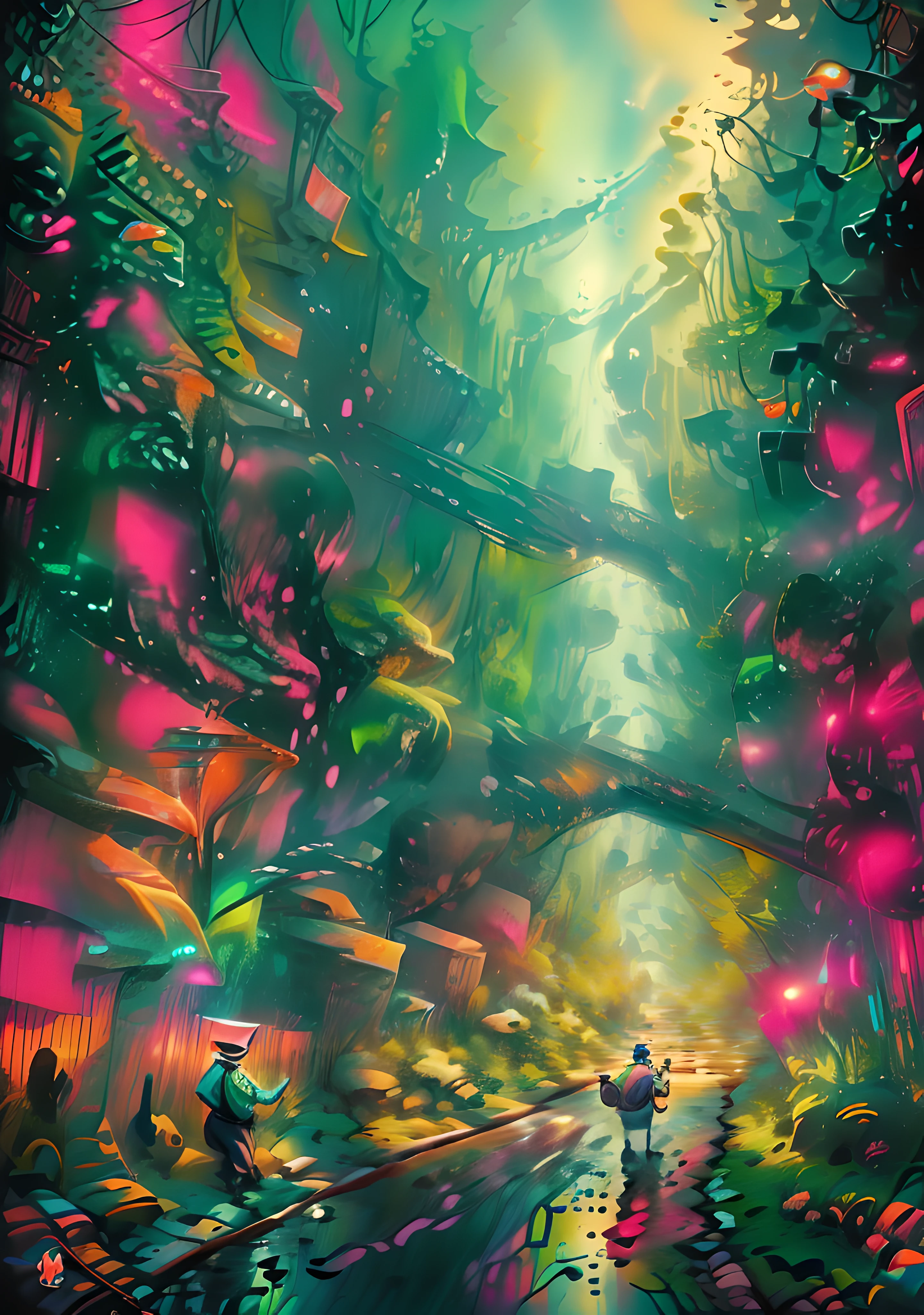 In the quaint town of Veridium, a harmonious blend of natural splendor and groundbreaking technology has given birth to a breathtaking futuristic utopia. Walking down the bustling streets, one is enveloped in a symphony of vibrant technicolor lights and the humming whispers of autonomous vehicles gliding through magnetic tracks.While strolling through the town, bioluminescent roadways guide pedestrians and cyclists with their soft, captivating glow. Vibrant flora delicately entwines with the sparkling infrastructure, truly blurring the boundaries between urbanization and nature. Visitors can be seen sipping their Vitamin-infused 'breath of life' smoothies, derived from the air-purifying plants interspersed amidst the avenues.The town square transforms into a surreal entertainment hub as the sun gently sets, with enchanting holographic performances captivating both young and old. Embracing the ethos of sustainability, floating drones project dazzling light shows powered by advanced bioluminescence, synchronized with mesmerizing music, creating a hypnotic symphony of art and science.