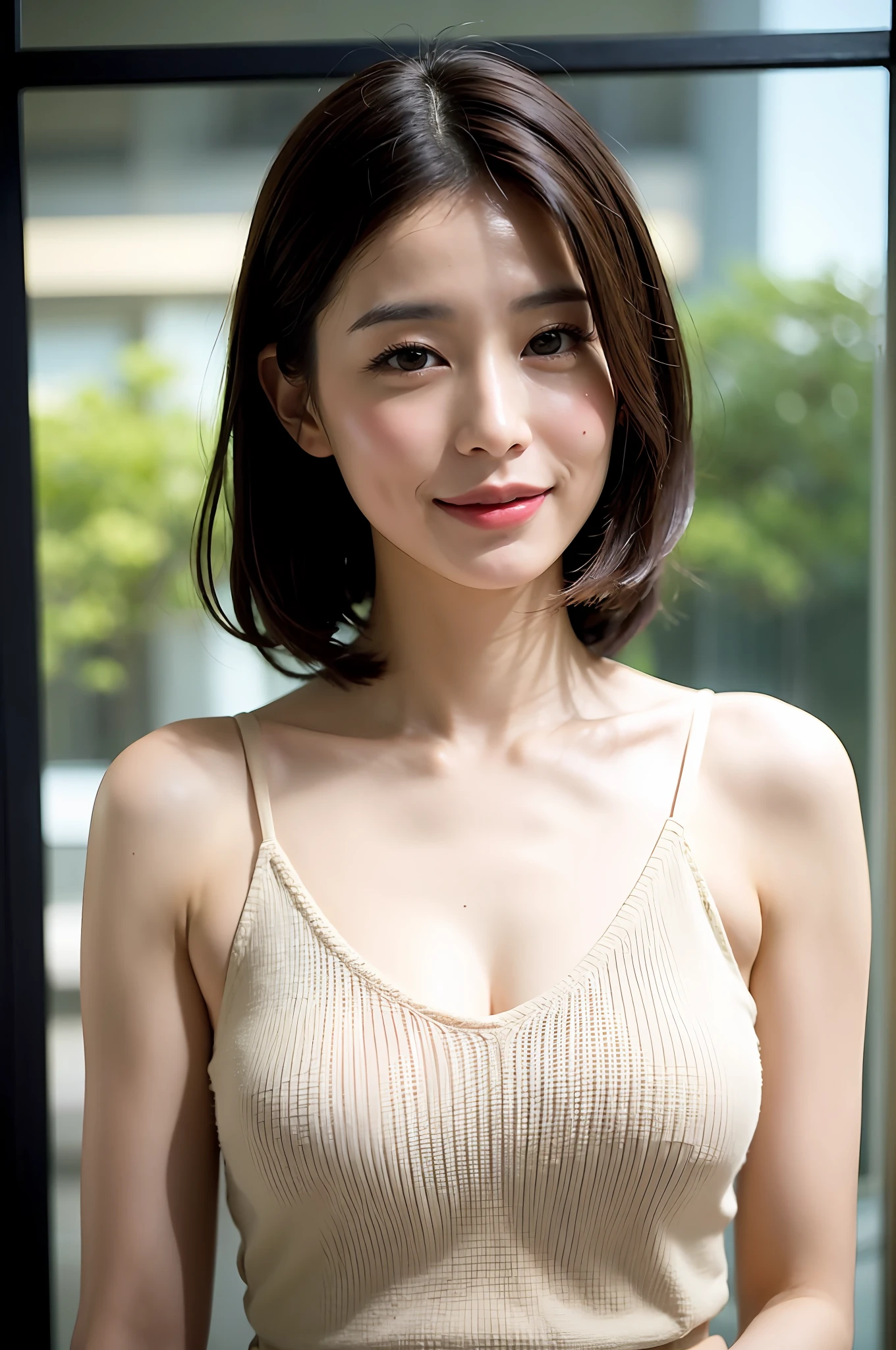 a smile、laugh、be shy、