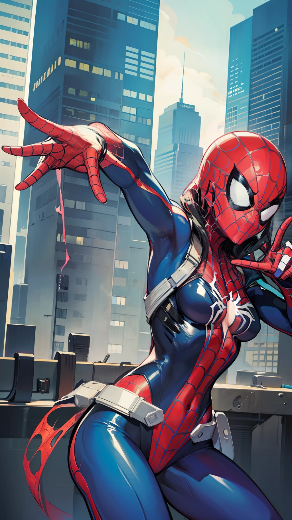 Female Spider-Man,Cross your hands at the waist,Spread your feet,Sexy figure