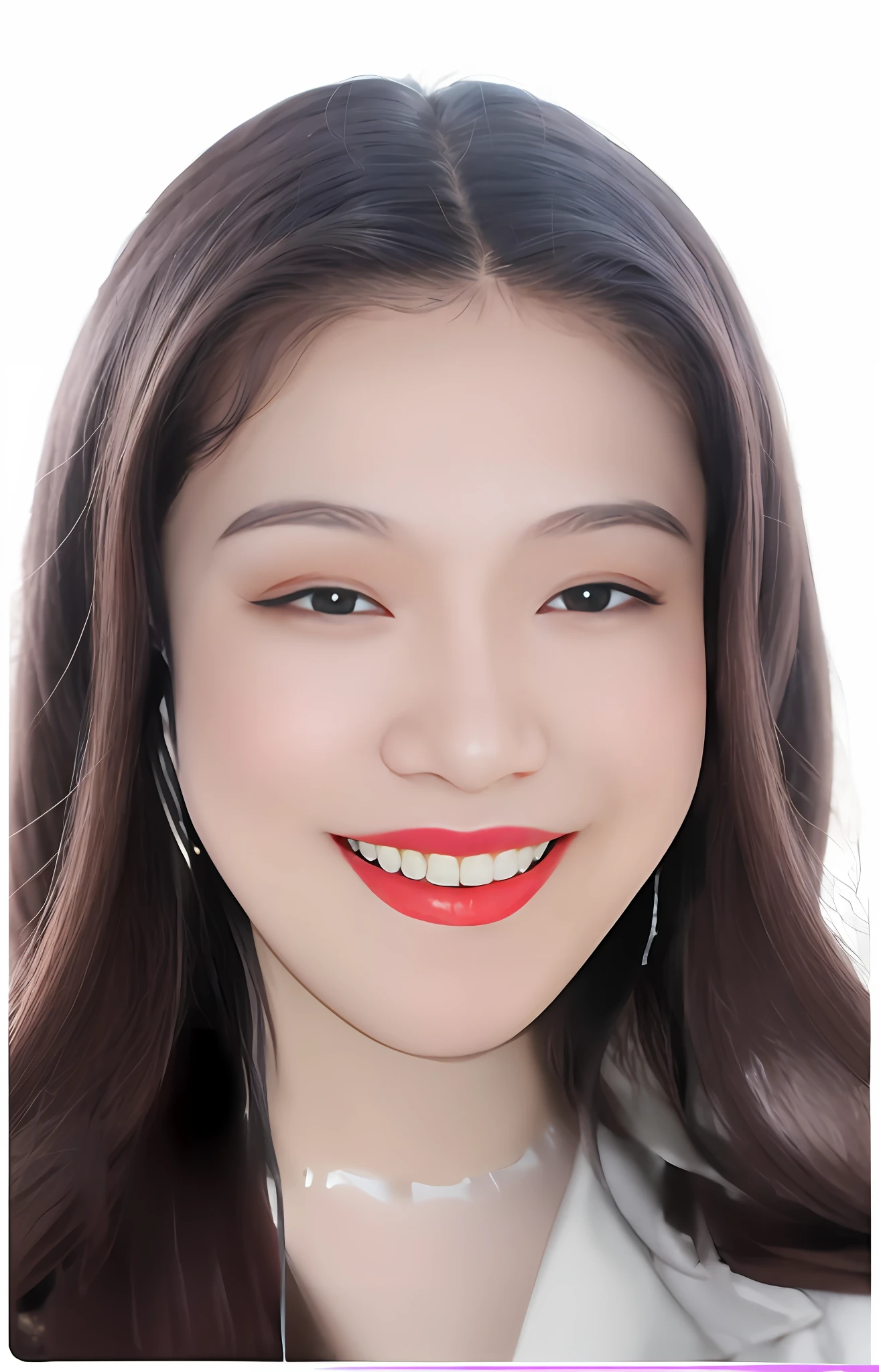 The forehead is consistent with the skin color of the face,Clear bangs