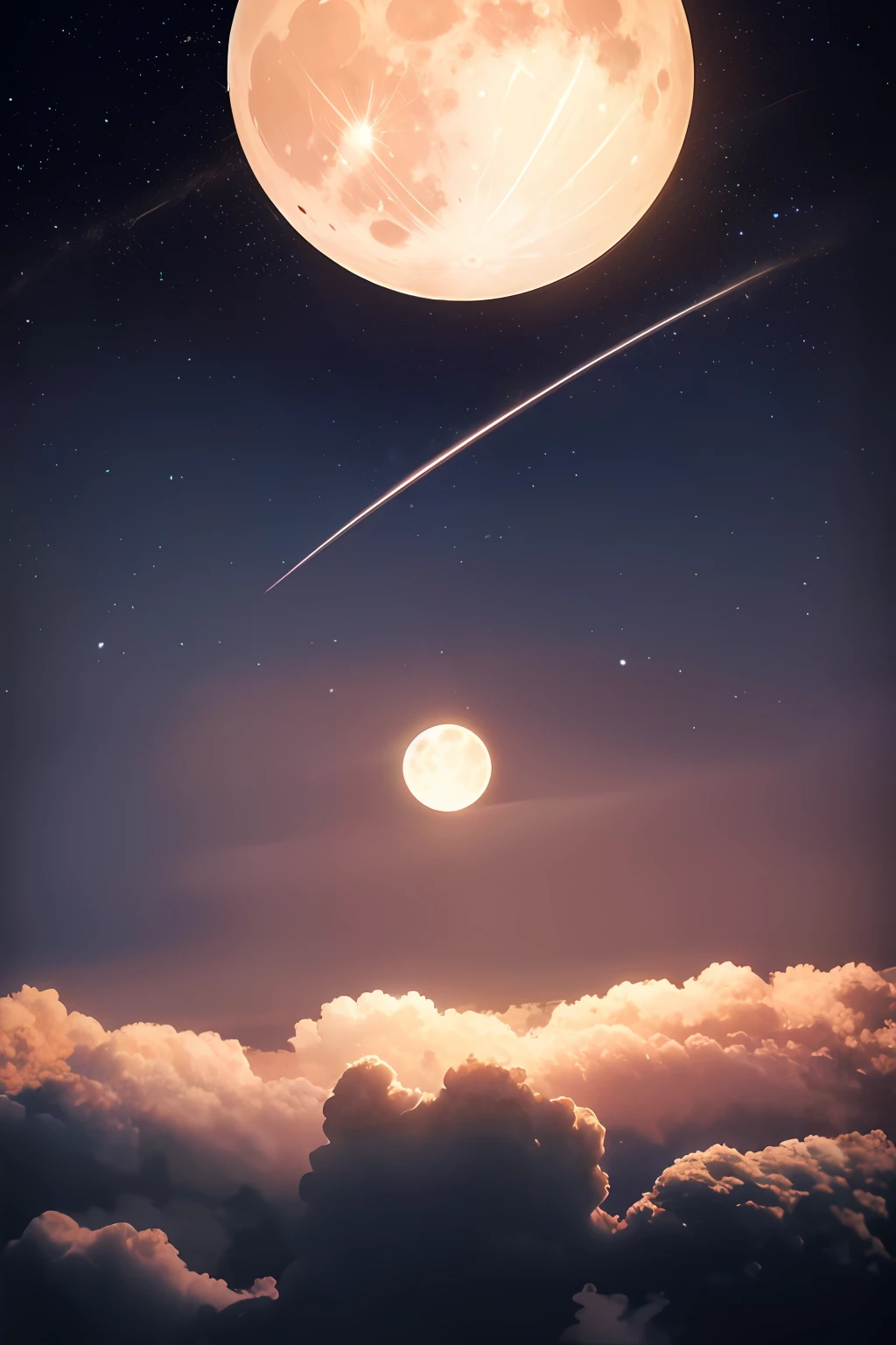 Photo of the full moon shining in the sky, Moon and stars, Stars and Moon theme, Full moon and stars, Bright moonlight and stars, Big moon and stars in the sky, with full moon in the sky, ☁🌪🌙👩🏾, Moon and stars, in the moon, in the astral plane 、Realistic Moon、Fog before the moon、Fantastical、