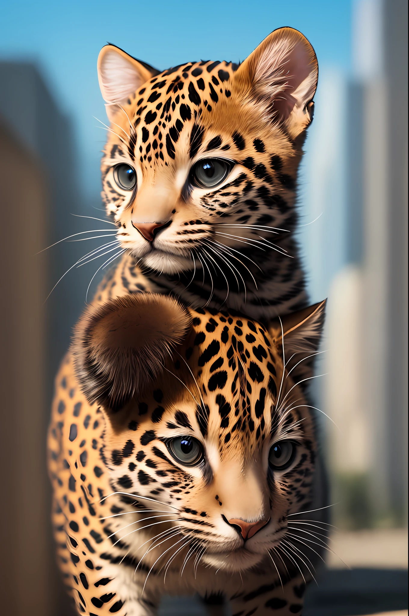 A cute Kawaii tiny hyper realistic baby jaguar, wearing hip hop clothes, city background. wide angle full body, 8k, Cinematography, photorealistic,epic composition Unreal Engine,Cinematic, Color Grading, Portrait Photography,Ultra-Wide Angle, Depth of Field, hyper detailed _SamDoesArt2_, photorealistic, realistic, photorealistic, best quality, super high resolution, beautiful, masterpiece, best quality, perfect lighting, best quality, super high resolution, photo realistic, super detailed, masterpiece, best quality,