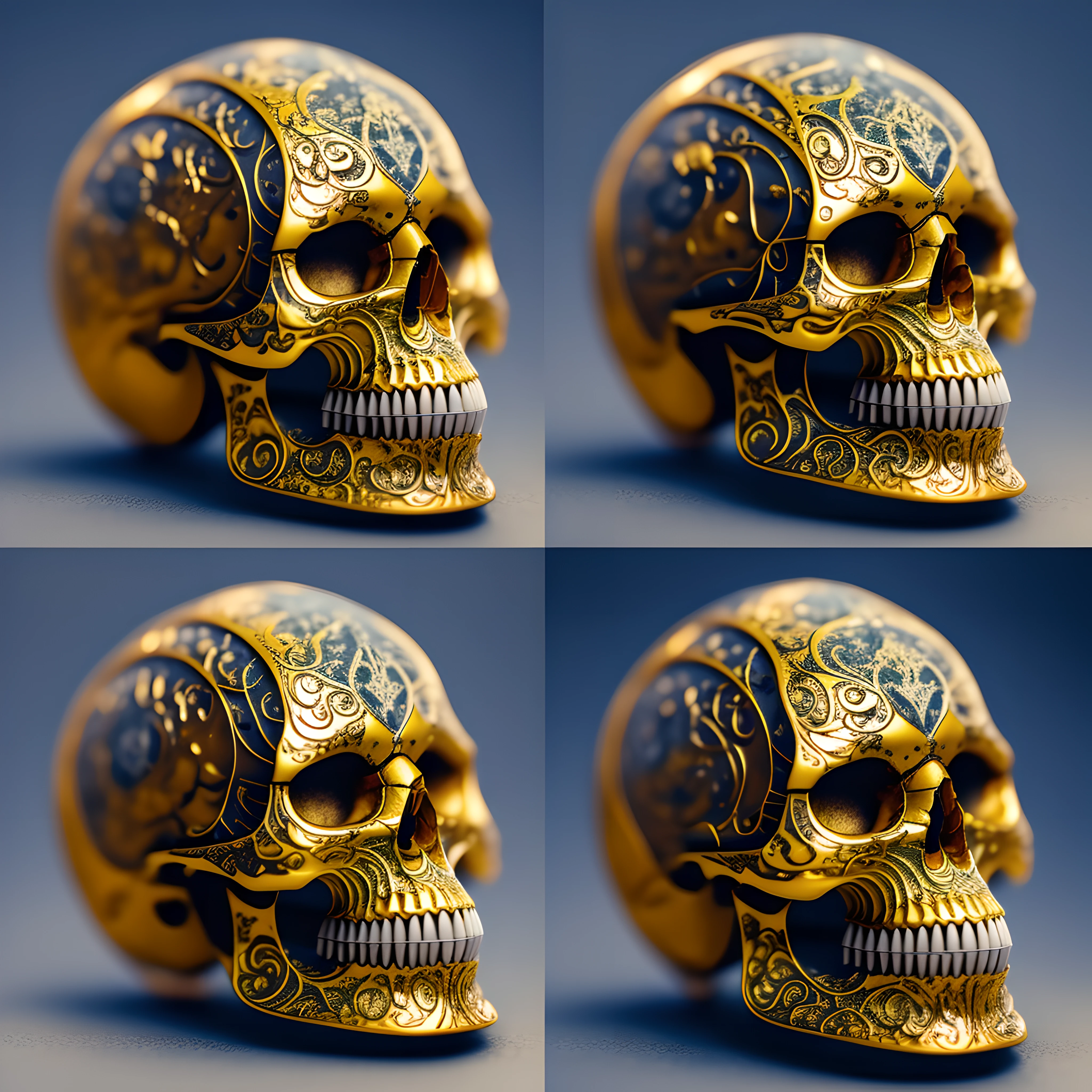 Generate an image of a hyper realistic and detailed crystal skull, with precise reflections and transparencies. The skull should have a smooth, Translucent finish, como vidro polido. Detalhes como rachaduras, Imperfections and texture of the crystal should be visible. Lighting should be used to highlight the contours of the skull and create subtle reflections. The image must have a minimum resolution of 500 DPI to ensure a clear reproduction of the details. Use a high resolution, como 500 DPI (pontos por polegada) ou maior. This will ensure that each element of the image is rendered clearly and sharply, allowing the reproduction of minute details. Texturing: Pay special attention to the texture of the objects or surfaces present in the image. Use advanced texturing techniques to faithfully represent the specific characteristics of each element, como pelos de animais, skin wrinkles or roughness of a surface. Shading and lighting: Apply realistic shading and lighting to create depth and scaling in the image. Use fictional light sources to add realism to objects and characters, considerando os efeitos de luz e sombra em diferentes partes da imagem. detalhes finos: Foque em capturar os detalhes mais sutis, as small facial expression lines, texturas de pele, detalhes de folhagem ou pelo de animais. Use hyper-realistic drawing techniques to convey these small elements that make a difference in image perception. Cores e tons: Pay attention to the accurate reproduction of the colors and tones of the image. Use a rich and varied color spectrum to ensure a faithful representation of the elements present in the scene. Also consider the relationship of colors and contrasts to create a sense of realistic depth.