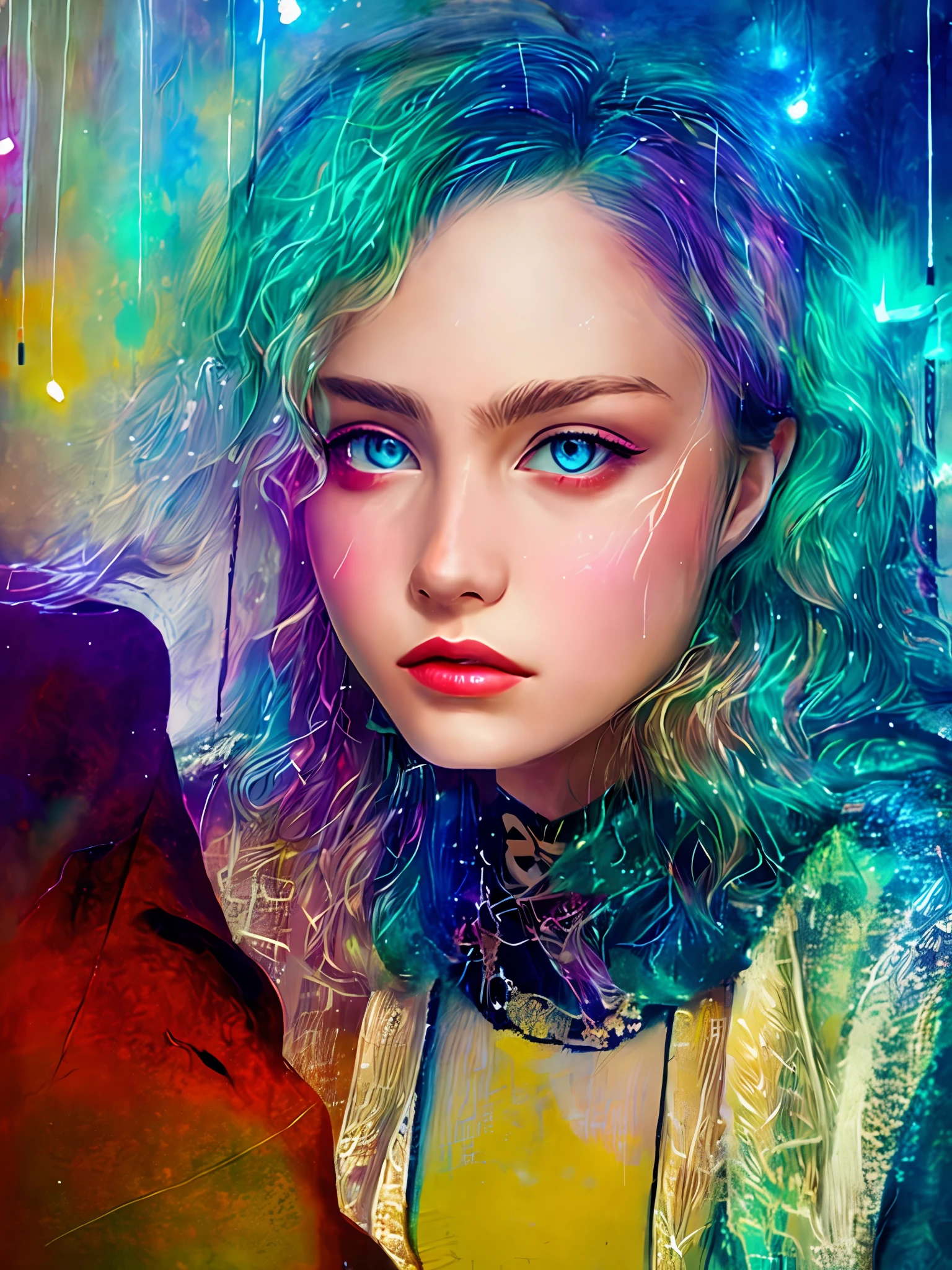 woman with agnes cecile, glowing design, pastel colors, ink drops, autumn lights