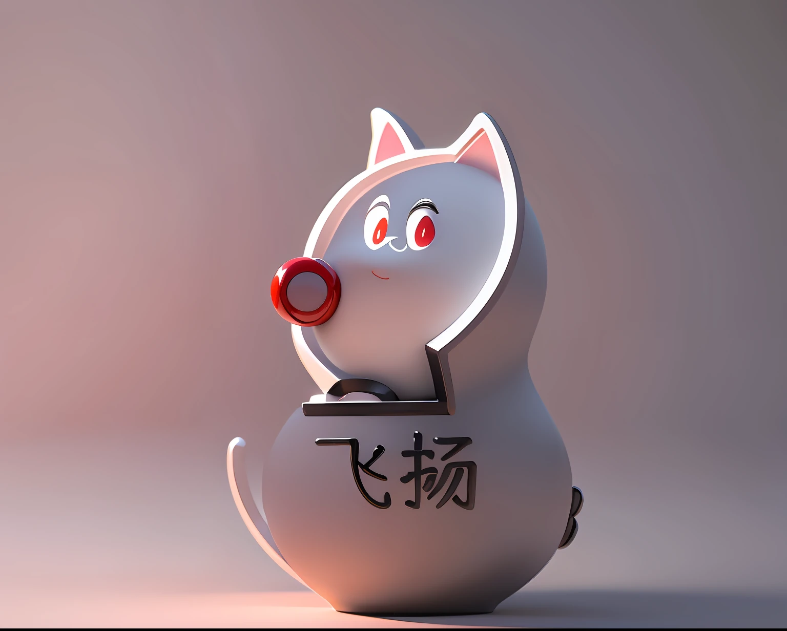 Close-up of a cat,There is a Chinese word written in the middle, japanese mascot, inspired by Kōno Michisei, 3D model of a Japanese mascot, 1024x1024, mascot illustrations, 2 0 5 6 x 2 0 5 6, inspired by Tooth Wu, Weibo, inspired by Hashimoto Gahō