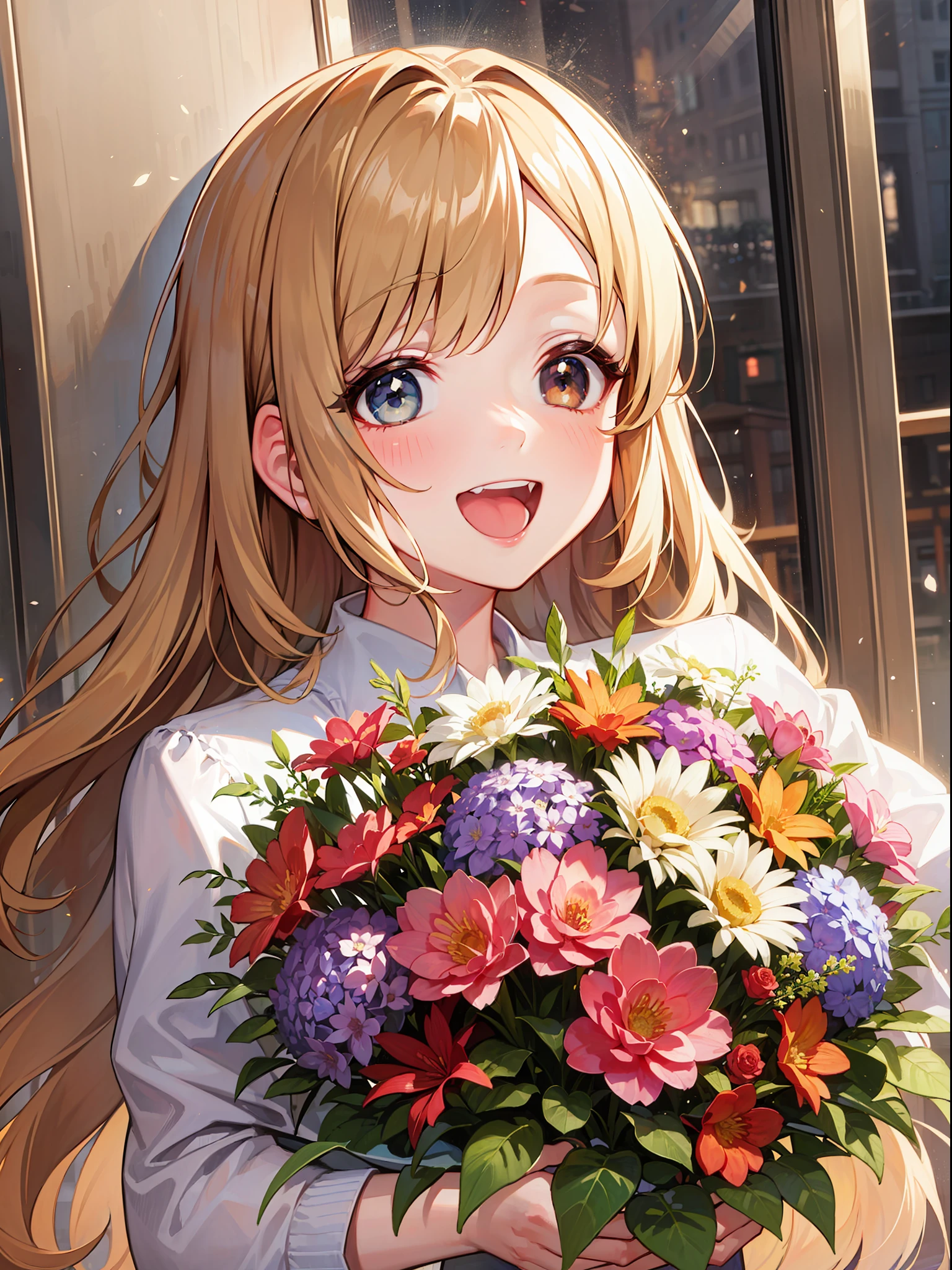 celebration、💐、Flower bouquet、Laugh、smil、kosmos、