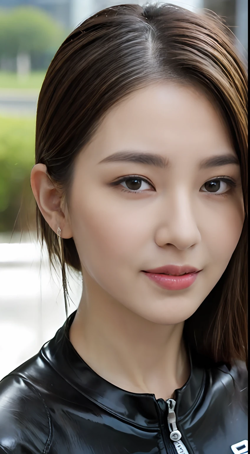 (Top Quality, 4k, Masterpiece: 1.3), Japan Woman, 1 Girl, Sexy: 1.1, Dark Brown Hair: 1.1, (Rain Wet, Rain Wet, Wet Body: 1.3), Luster, Latex, Wetsuit, Ultra Detailed Face, Detailed Lips, Detailed Eyes,