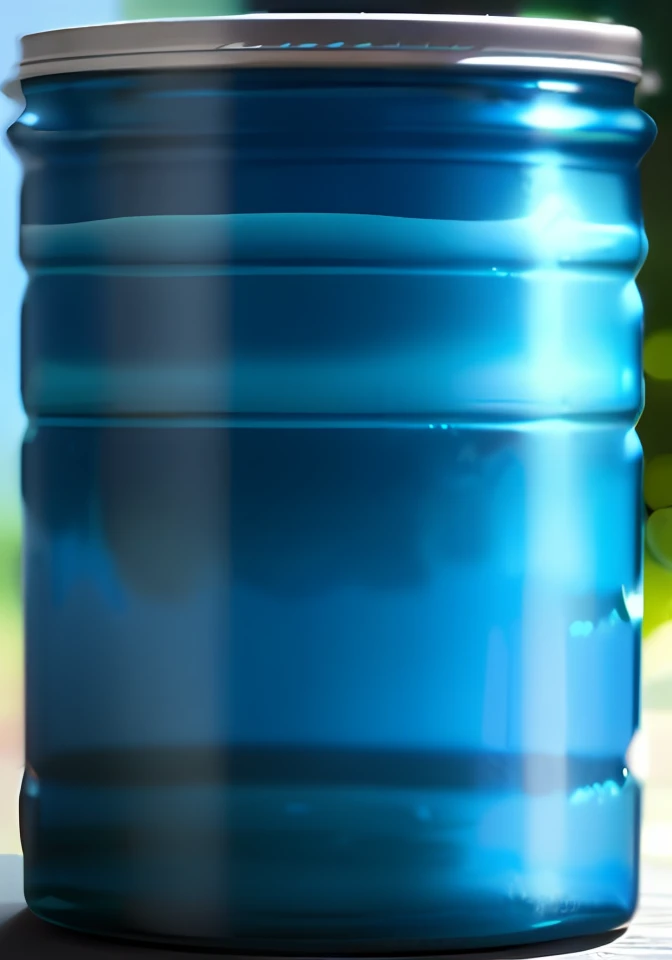 A blue jar with a glass texture, artistic sense, and transparency