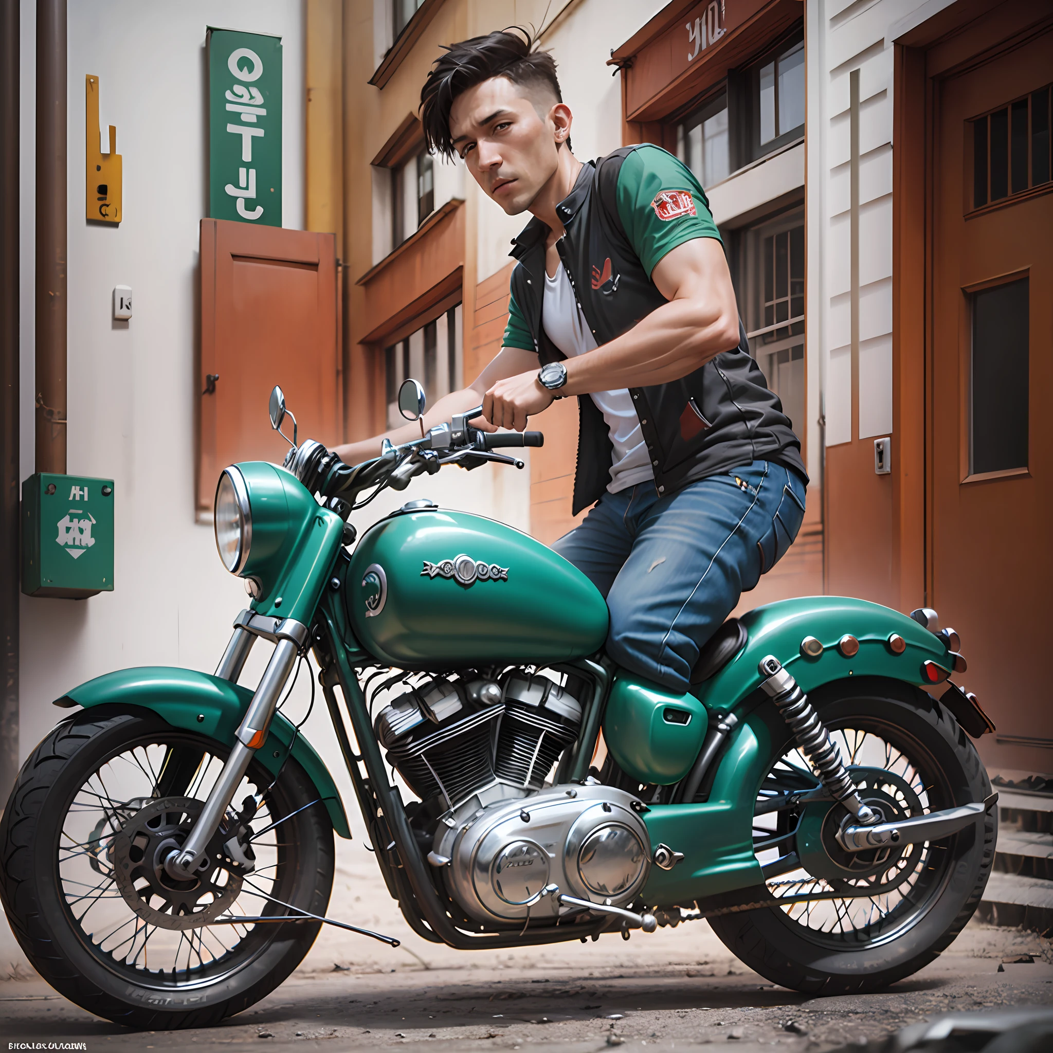Harley motorcycles ，of a guy