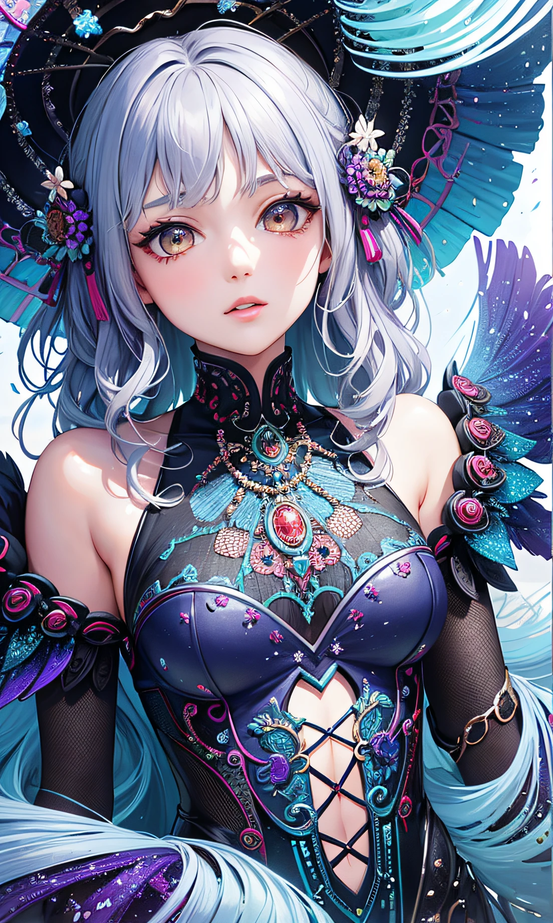 (tmasterpiece,top Quority,best qualtiy,offcial art,Beauty and aesthetics:1.2),(1girl),Extremely detailed,(s fractal art:1.3),extremely colorful,Most detailed,