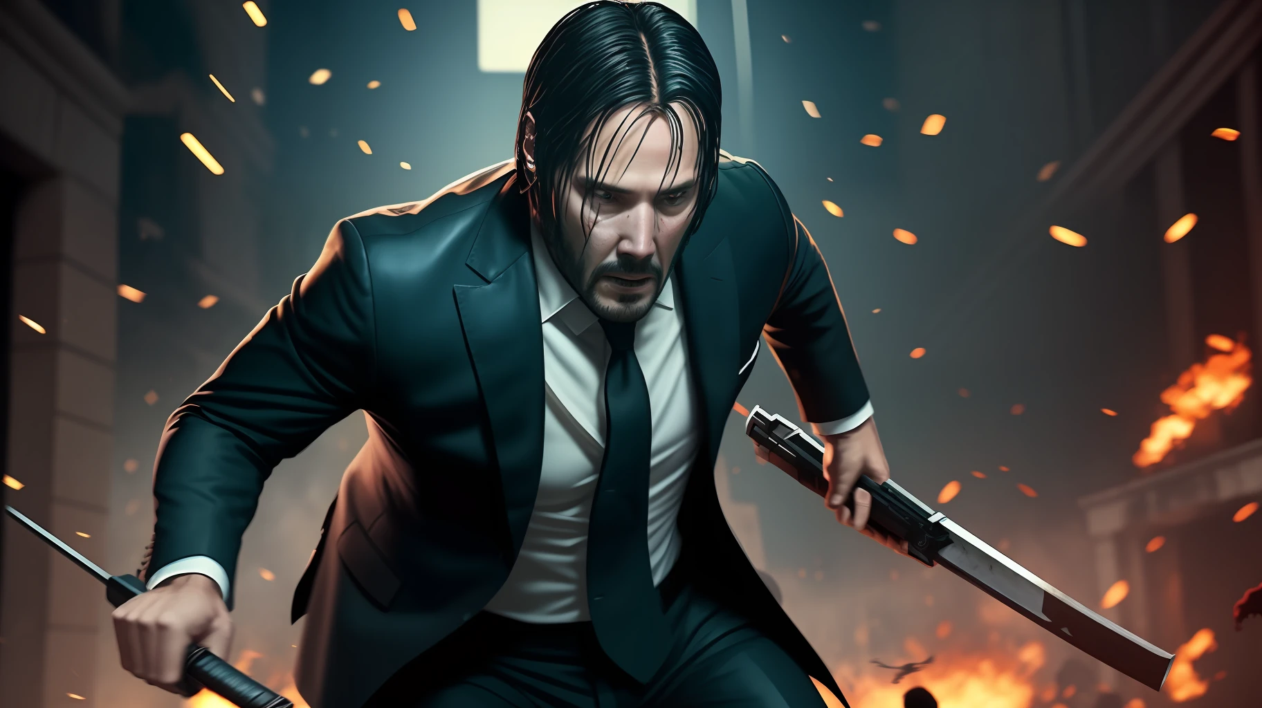 John wick fighting off a zombie horde --auto --s2