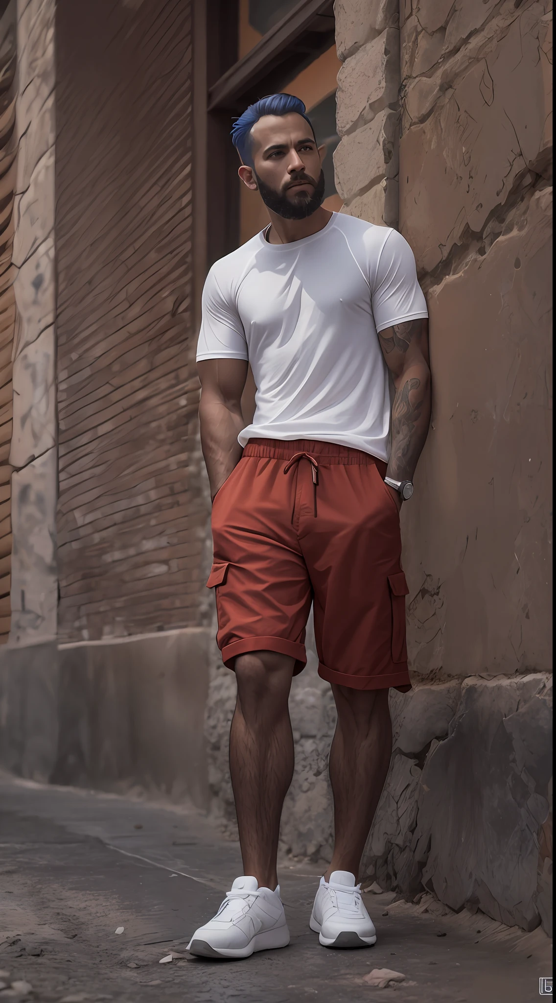 Homem jovem, corpo inteiro, usando T-shirt e bermuda nylon, do lado de fora na rua, ((magro, pequeno)), fotorrealista, foto, obra-prima, realista, realismo, fotorrealismo, alto contraste, Photorealistic digital art trend on Artstation 8k HD high definition realistic detail, detalhada, textura da pele, hiperdetalhada, textura realista da pele, armadura, melhor qualidade, ultra high-resolution, (fotorrealista: 1.4), alta resolução, detalhada, foto crua, sharp re, by Lee Jeffries Nikon D850 Film Stock Photography 4 Camera Kodak Portra 400 Lens F1.6 colors rich hyper realistic texture dramatic lighting unrealengine trend in artstation cinestill 800, RAW.