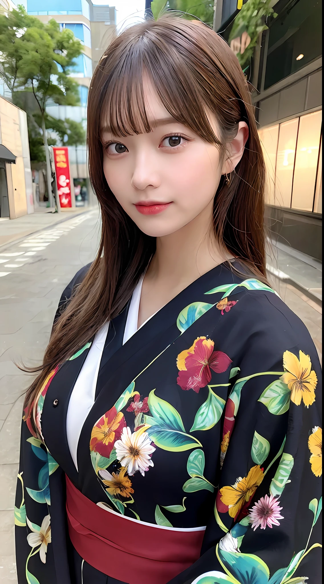 ((top-quality、8K、masterpiece:1.3))、Beautiful Women in Perfect Style:1.4、Slender Abs:1.2、((dark brown hair、Colossal tits:1.2))、(A black、、with floral pattern、Kimono、:1.1)、Fireworks Festival:1.2、Highly detailed facial and skin texture、A detailed eye、二重まぶた