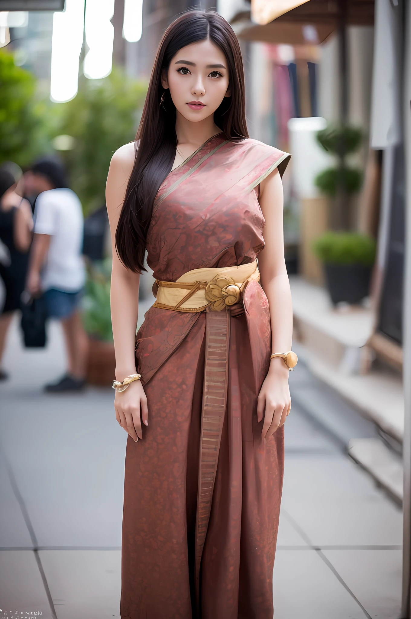 (10, bestquality, masterpiece:1.2), (Realistic, photo-realistic:1.37), ultra-detail,bestquality, ultra-high resolution, Professional lighting, photons mapping, radiosity, Physically Based Rendering, Cinematic lighting, Muangboran Market,Depth of Field, crisp focus,sunbeam, good composition,(bokeh:1.2) 1girls,bara,(Full body), (gag),beautiful detail eyes, Pose, narrow waist,Traditional Thai costumes, Black Hair,messy hair,Long hair floating in the wind,(ulzzang-6500:1.2)
mix4, hiqcgbody