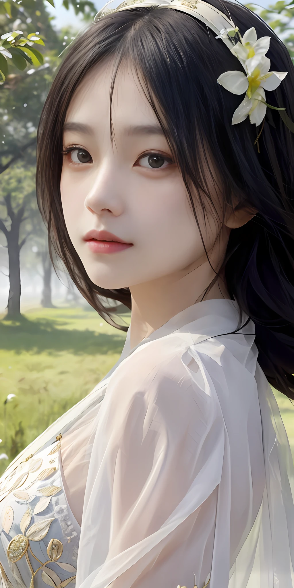 (1girll:1.3), 独奏, (((very vey very detailed face))),((very detailed eyes and faces))),beatiful detailed eyes,Body parts__,offcial art,Unified 8k wallpaper,ultra-detailliert,Beautiful and beautiful,big breasts beautiful,tmasterpiece,best qualtiy,primitive,tmasterpiece,ultra fine photos,best qualtiy,超高分辨率,photorealistic realism,rays of sunshine,full-body portraits,stunningly beautiful,,dynamicposes,Goose egg face,Peach blossom eyes,年轻,Simple and kind,The humble look in the eyes makes one can't help but profane,Bigchest,Vibrant eyes,(From the front side), Very detailed campus background with grass and trees, 详细的脸,detailed complex busy background,Untidy,opulent,milkyW,highly detailedskin,Realistic details of skin,Visible pores,Clear focus,volume fog,8K UHD,digital SLR camera,high qulity,filmgrain,White skin of the,photo-realism,DL,A huge metropolis of the dystopia of the future, semi transparent,Realiy,Shen Youchu