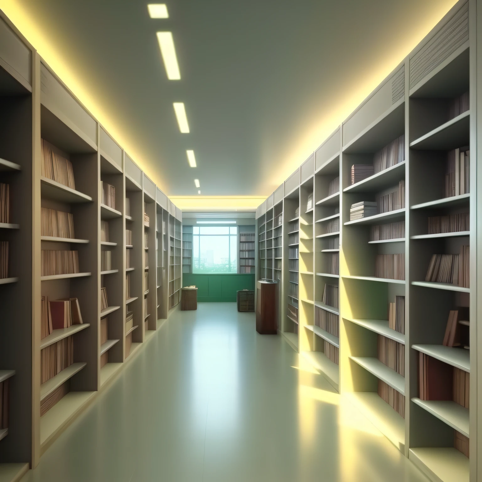 The shelves are full of books，Anime aesthetic style，serene environment，The colors don't need to be too vivid，ultra-realistic realism，hyper HD。