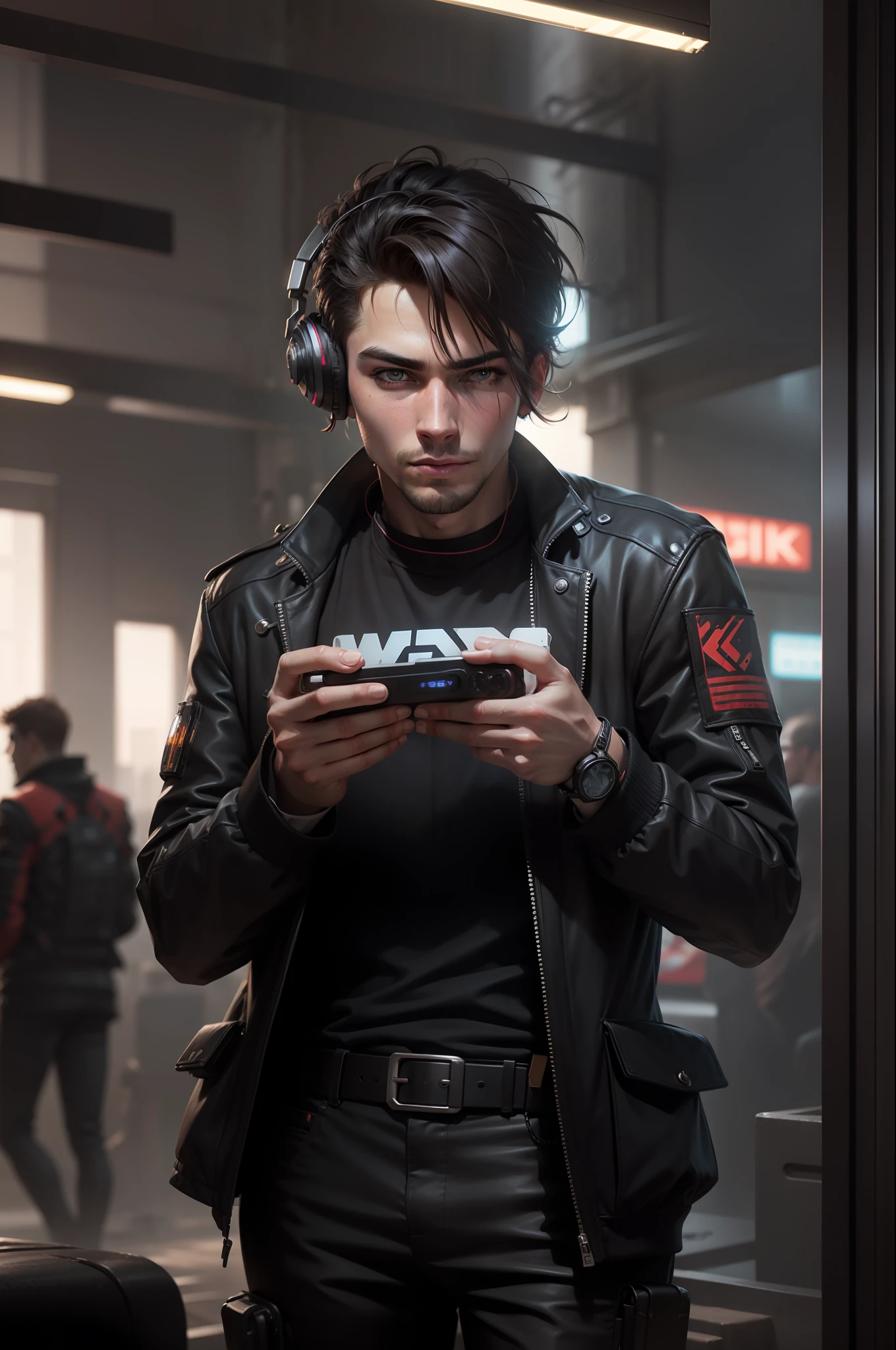 Change background cyberpunk handsome boy , realistic face , 8k , hyper realistic