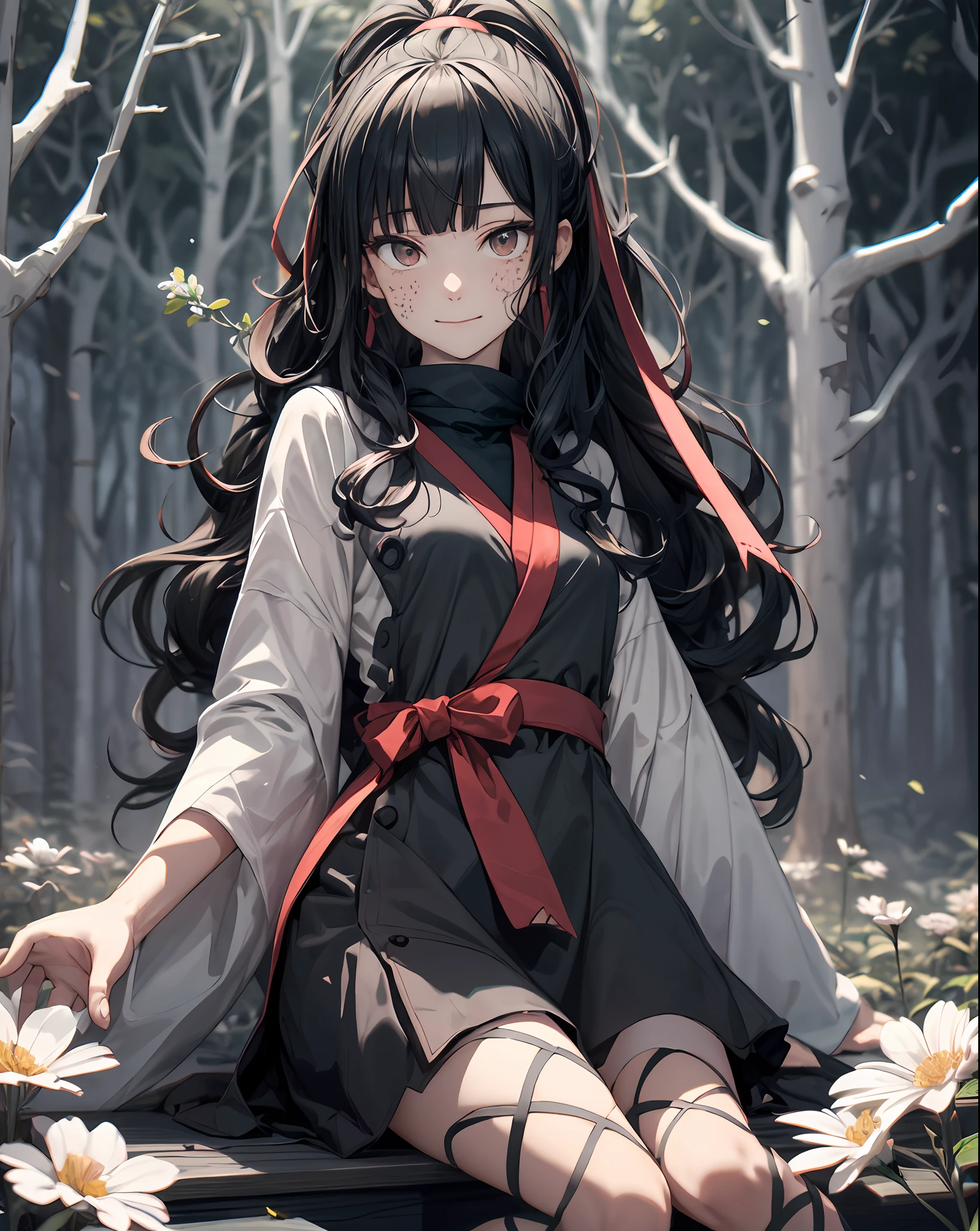 1girl,solo,standing, azami \(kagerou project\),  scales, hand on own chest, spoken heart, light smile, closed mouth, sitting,forest, spring,flower,(extremely detailed CG unity 8k wallpaper,masterpiece, best quality, ultra-detailed, beautiful detailed eyes:1.2),best illumination, (best shadow, an extremely delicate and beautiful, bloom),
1gril,solo
