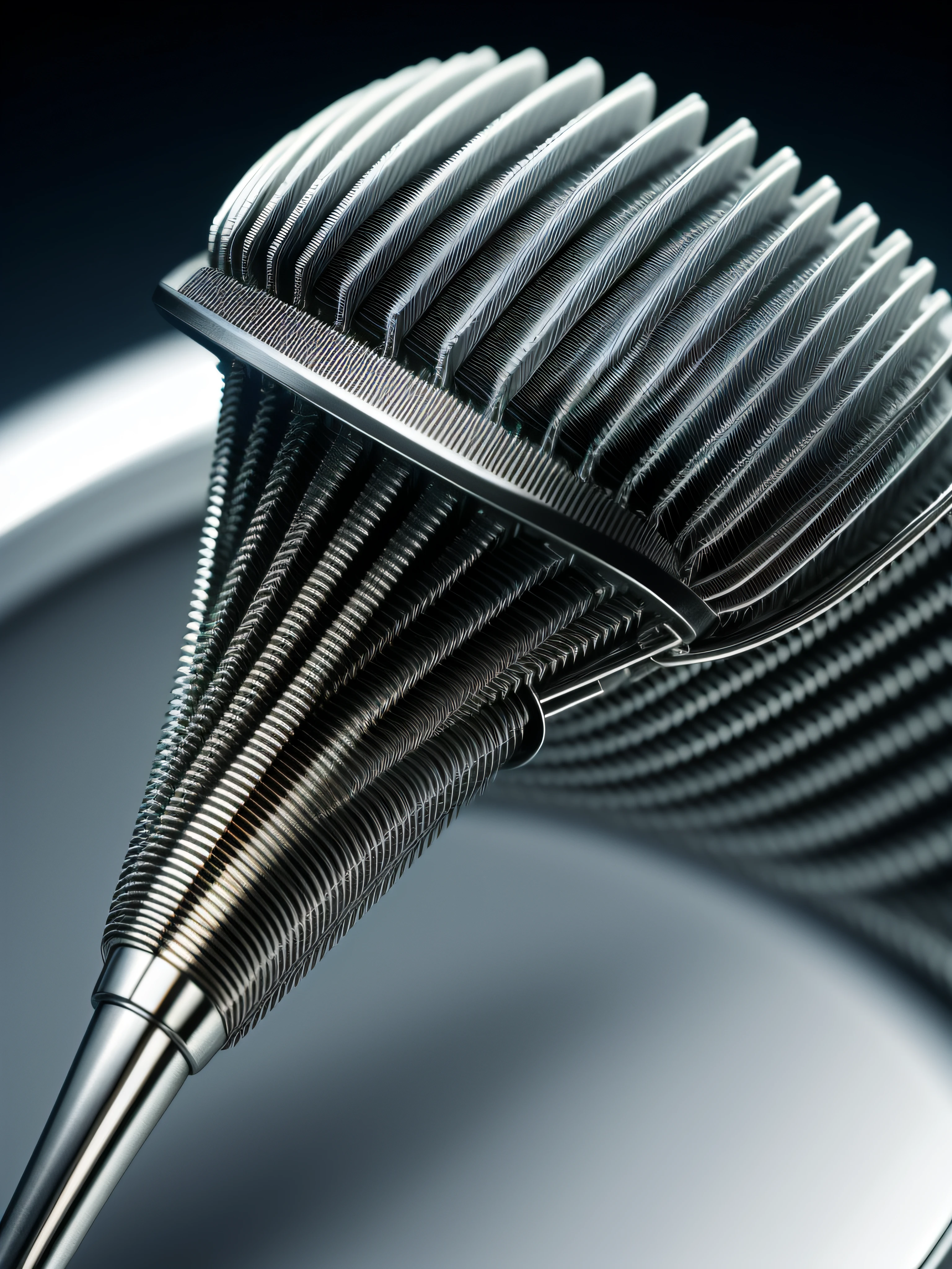 Toothbrush made of metal，(half-mechanical:1.1)，([Tail|detailed wire]:1.3)，(complexdetails)，hdr，(complexdetails，ultra - detailed:1.2)，Cinema lenses，Halo shadow，at centre