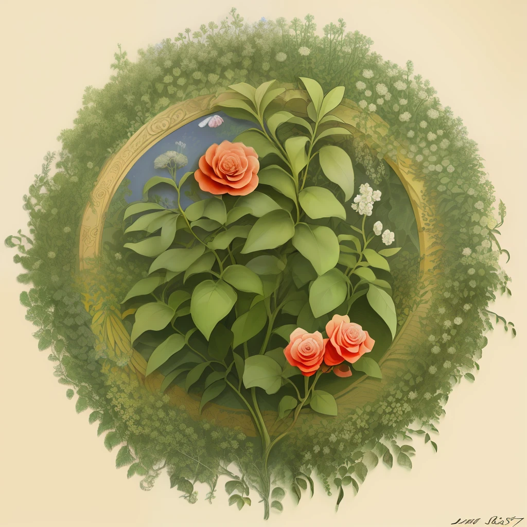 (best quality:1.2), (detailed:1.2), (masterpiece:1.2), vintage botanical illustrations of Larger Provence Rose (1770 1775) in high resolution by John Edwards