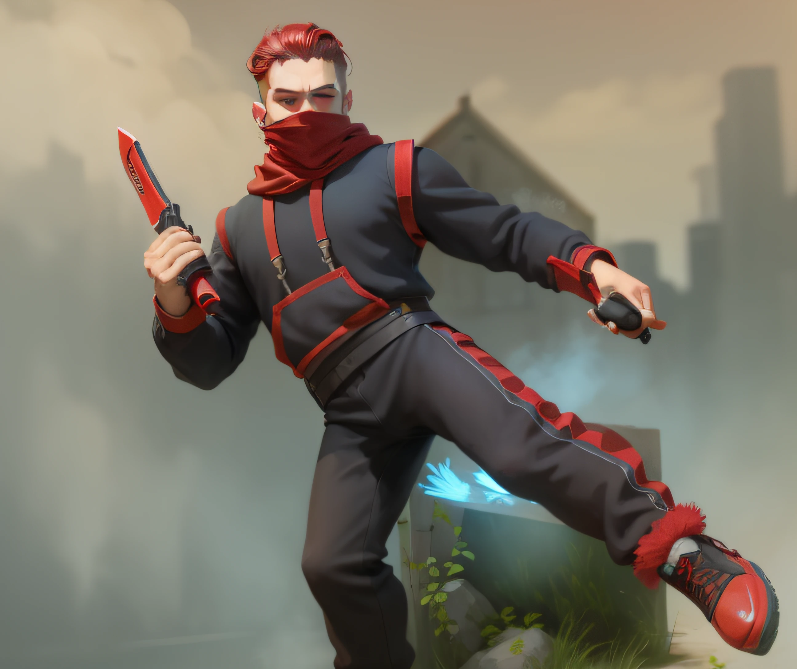 red knives in hand, garoto, cabelo vermelho. --auto