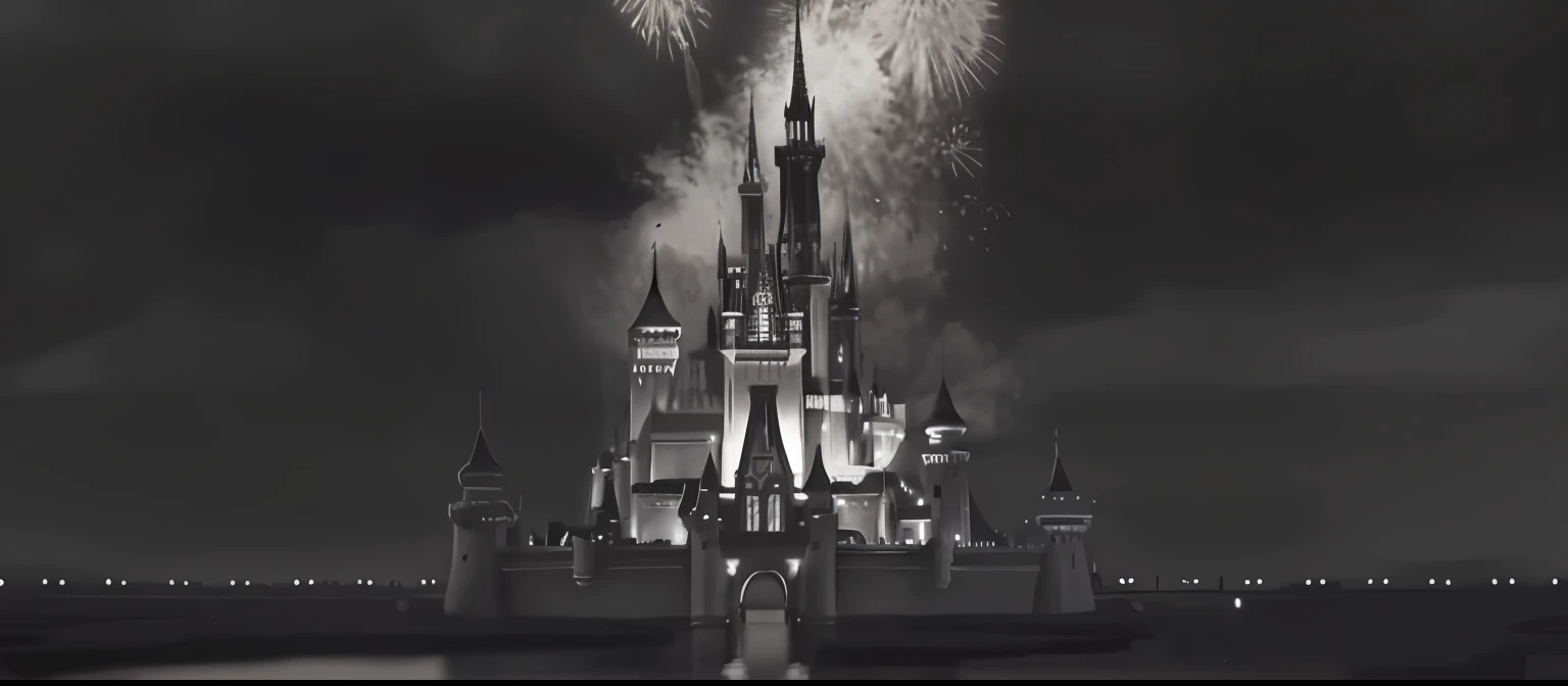 Alafard Castle， black and white matte painting, disney render, Disney!!, Disney!!!!, disney 8 k photo, disney 2d animation still, Disneyland Castle, Disney Renaissance films, Disney World, Walt Disney World, disney photo realistic, disney disney, photorealistic disney，（terroral，blood vess）