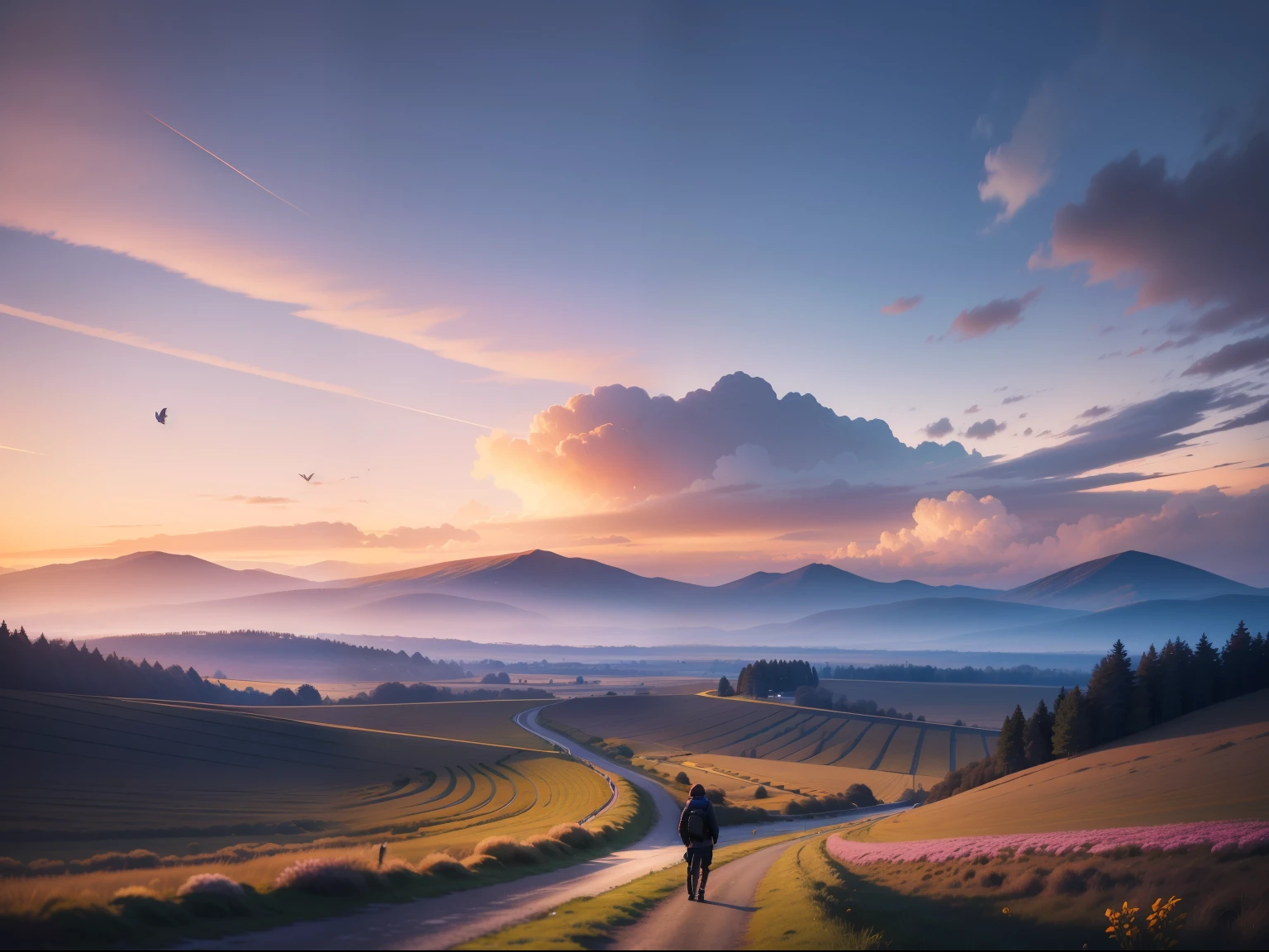 dawn
twilight
sky
pale
orange
pink
gradation
horizon
New
one day
beginning
alone
traveller
Views
On the back
long
road
slowly
Walking
footsteps
quiet
sound
air
vibration
existence
confirmation
surroundings
nature
scenery
field
Directions
tree々
leaf
Trembling
Whisper
wind
beauty
eye
Screw
step
Moving forward
far away
Continuing
mountain
Morning light
Illuminated
Light purple
silhouette
Reflected
destination
Staring
way
walking
If I remember correctly
positive
journey
aloneness
I haven't seen it yet
expectation
Filled
Without fear
brave
Keep walking
underfoot
Right in front of you
heart
middle
journey
extremity
Waiting
unknown
inquisitiveness
Spreading