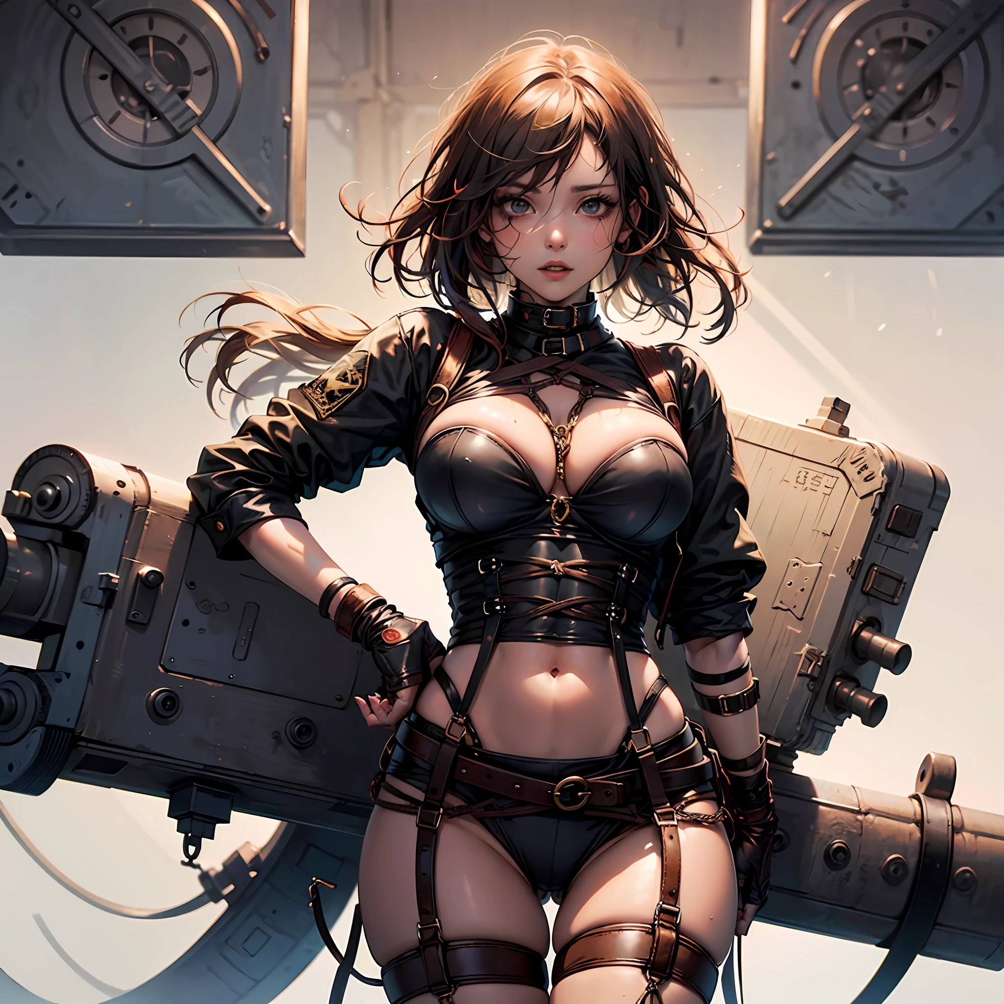 nsfw,((shibari)), ((arm behind back)),(((fully tied up))), ((pillory)),restrained,((top-quality、8k、masterpiece:1.3))、Crisp focus:1.2、Beautiful woman with perfect body shape:1.4、Slender abs:1.2、((layers-Cut、huge tit:1.2))、a wet body:1.5、Highly detailed facial and skin texture、A detailed eye、二重まぶた、Bery short hair,BDSM,slave,Black corset,shackle,gargantilha,from below,disdain,Leather Panties 、Overexposed、full bodyesbian --auto