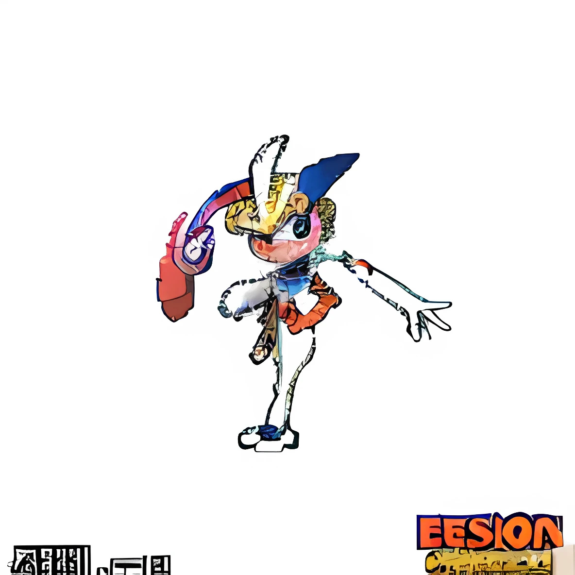 a close up of a pixel artwork of a person in a costume, species fusion, fusion, 2 d sprite, official art, fighting game character, inspired by Josetsu, pixel art sprite, pixel art animation, guggimon, inspired by Miyamoto, pixel artwork, /r/pixelart, presidential fusion, inspired by Gyoshū Hayami
