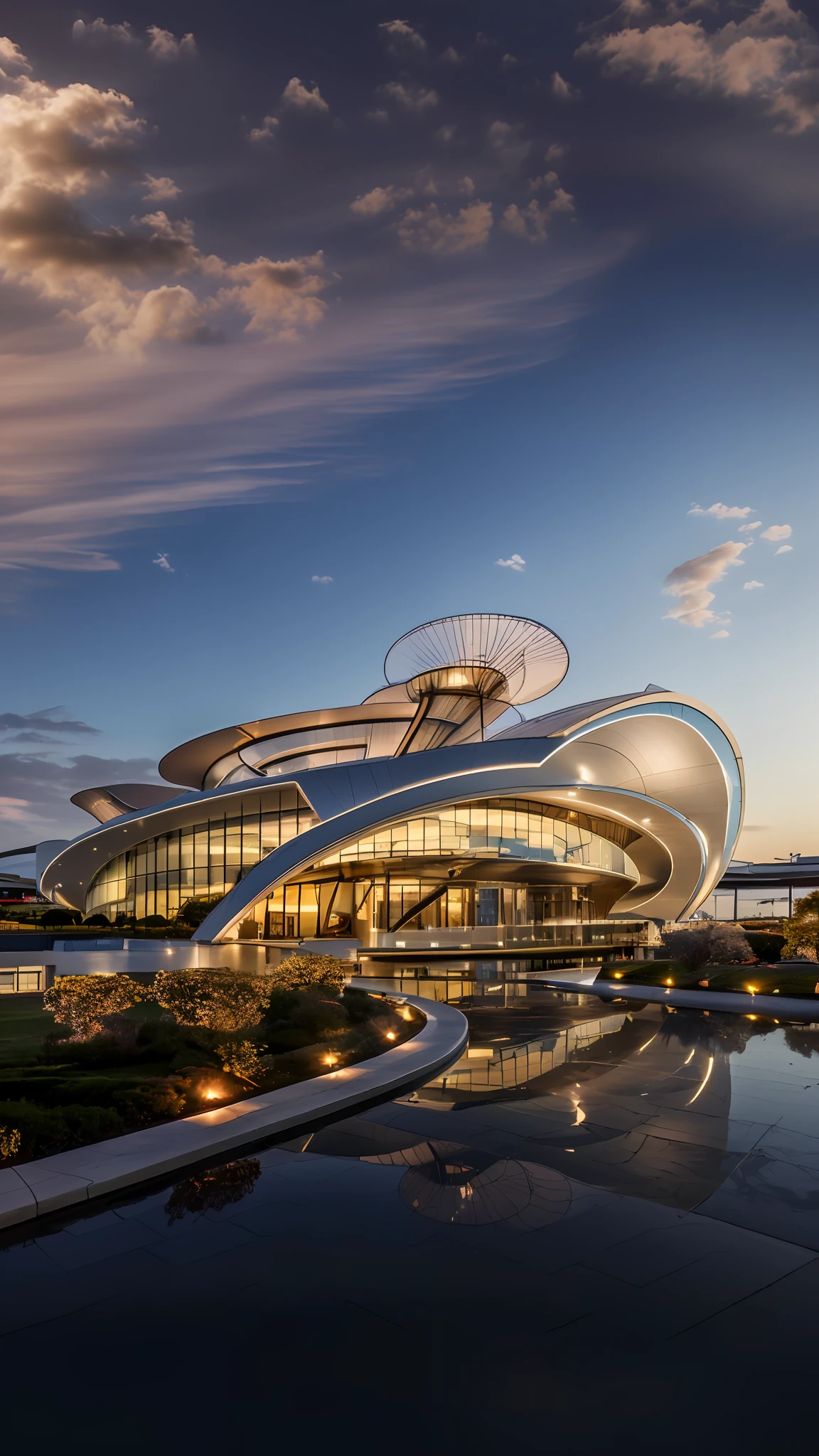 ((Masterpiece, Best quality)), 8K, modern architectural style, photographrealistic, hyperedetailed photo, Clean skies, Ruined city, cyber punk perssonage, Sateen,Huge white airport terminal,Similar to an asymmetric structure,With a touch of elegance,Decorated with delicate lotus-shaped design elements,Showcasing architectural masterpieces from contemporary airports。The building has a stylish and stylish design,And equipped with a huge runway,For smooth takeoff and landing of aircraft。The runway is made of textured concrete,Exudes a solid and reliable feel。The terminal itself has huge glass panels,Allow plenty of natural light to flood indoors,Create a bright and airy atmosphere。The large tarmac provides ample space for aircraft parking。This photo was taken in stunning HD,Present a bird's eye view of the drone,The panorama shows the entire scene。This meticulously designed building blends modern luxury and meticulous planning in every detail
