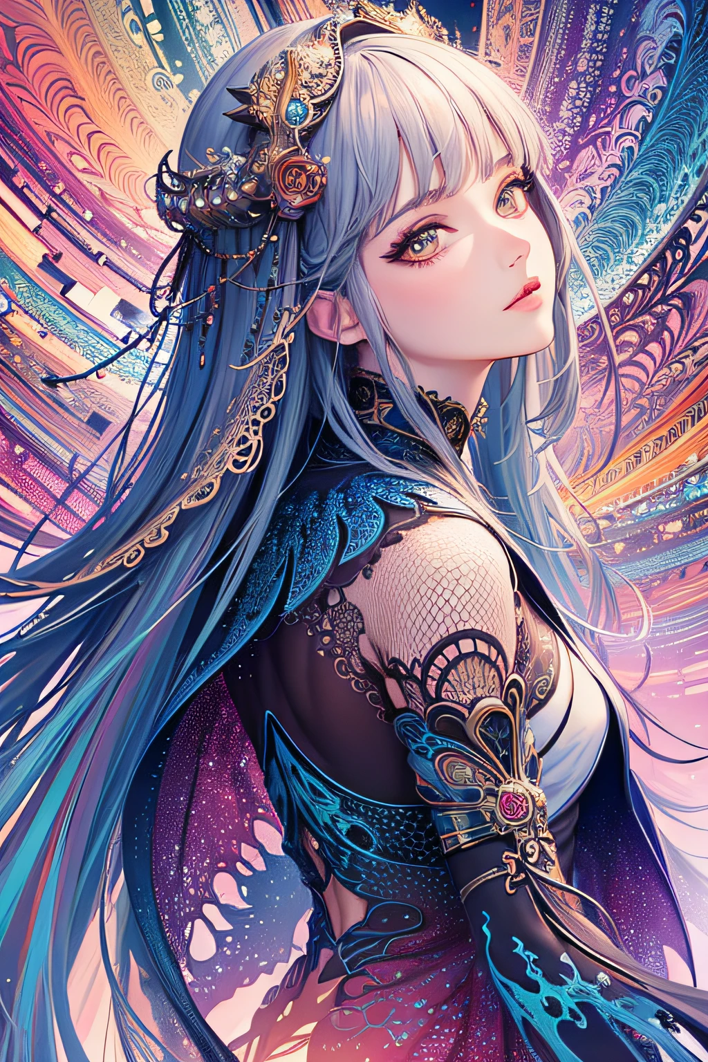 (masterpiece, top quality, best quality, official art, beautiful and aesthetic:1.2), (1girl), extreme detailed,(fractal art:1.3),colorful,highest detailed