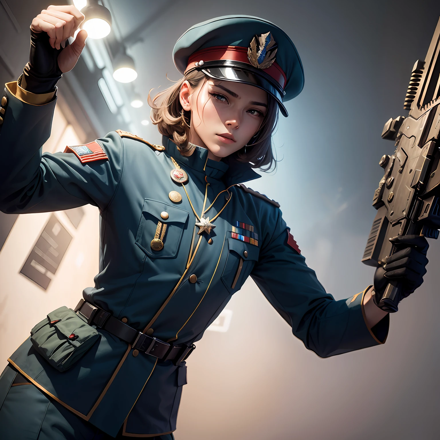 A sci-fi soldier with the Eaves Military Rank Medal