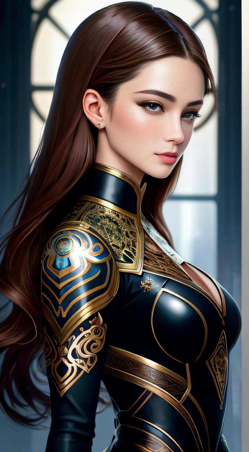 8k portrait of beautiful cyborg with brown hair,iintricate,ellegance,Highly meticulous,A majestic,Digital photography,Artgerm and the art of Nguyen Jia and Greg Rutkovsky Surrealist painting filigree,brokenglass,(tmasterpiece,Sideslit,exquisite and beautiful eyes:1.2 ), Human Development Report,