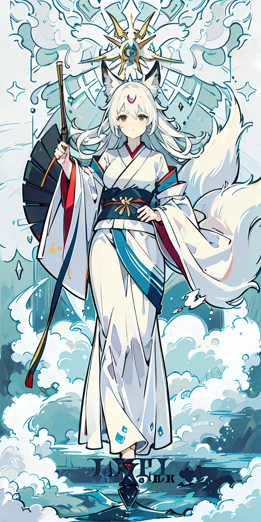 a beautiful and ethereal fox spirit dressed in a flowing white Chinese robe. The image captures the fox spirit standing gracefully on the water's surface, surrounded by white clouds and mist that lend an otherworldly quality to the scene. The fox spirit's long white hair and robes are swept up by the wind, adding movement and fluidity to the image. Use Midjourney's advanced brush tools to create intricate folds and textures in the fox spirit's robes and hair, and experiment with different color palettes and brush strokes to bring out the ethereal quality of the scene. The fox spirit's beauty is further enhanced by the way her image is sometimes obscured by the surrounding mist, giving the scene a sense of mystery and enchantment. With Midjourney's powerful tools, you can bring this captivating and ethereal scene to life with incredible detail and beauty. hdr, (photorealism, masterpiece quality, best quality), , pureerosface_v1,ulzzang-6500-v1.1,