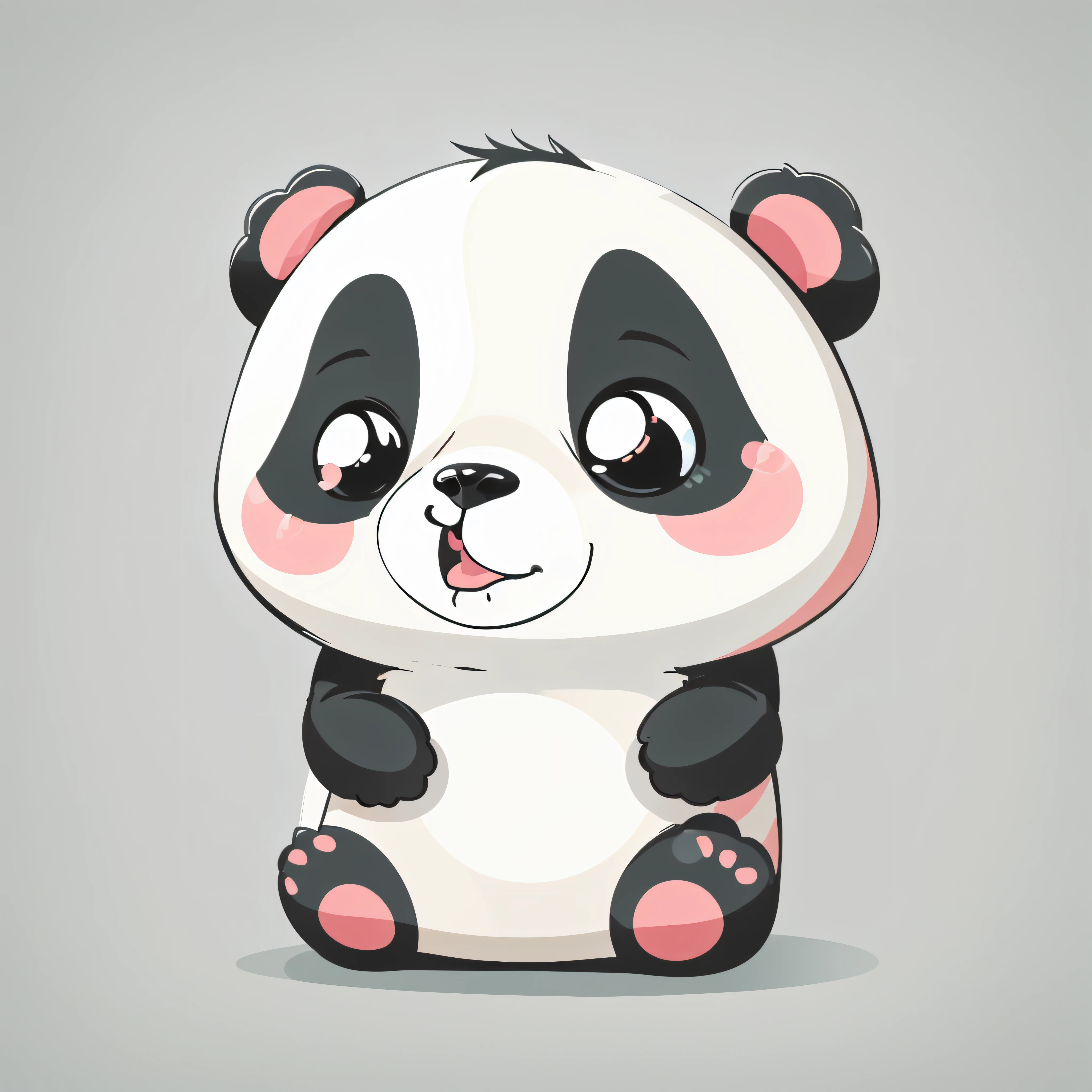 Adorable panda, immaculate white background.Cartoon Style, Flat Illustration Design.With soft lines and simple, rounded contours.The eyes are simple and large, possibly with dark pupils,and the mouth is represented by a simple curved line.Chibi size.Sweet and bright colors.Details are often simplified or omitted, emphasizing the cuteness of the overall form.
