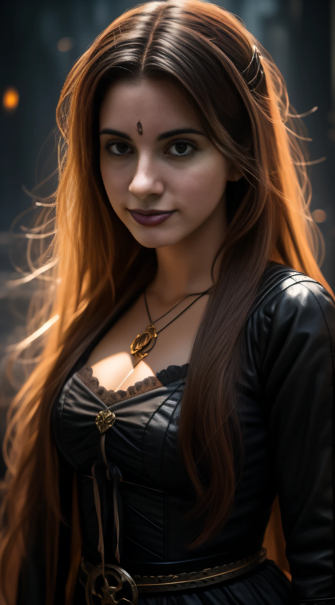 Fotoretrato de uma mulher jovem usando fantasia de halloween, com fundo neutro e simples. foco nítido, 8k, UHD, Realstic
