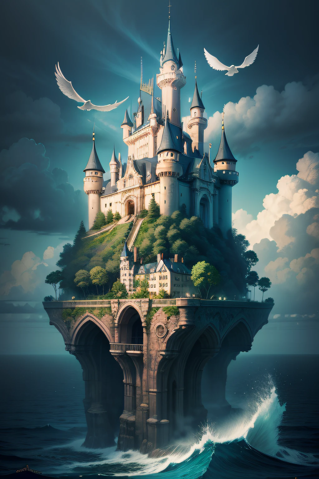 Enchanted castle in the sea