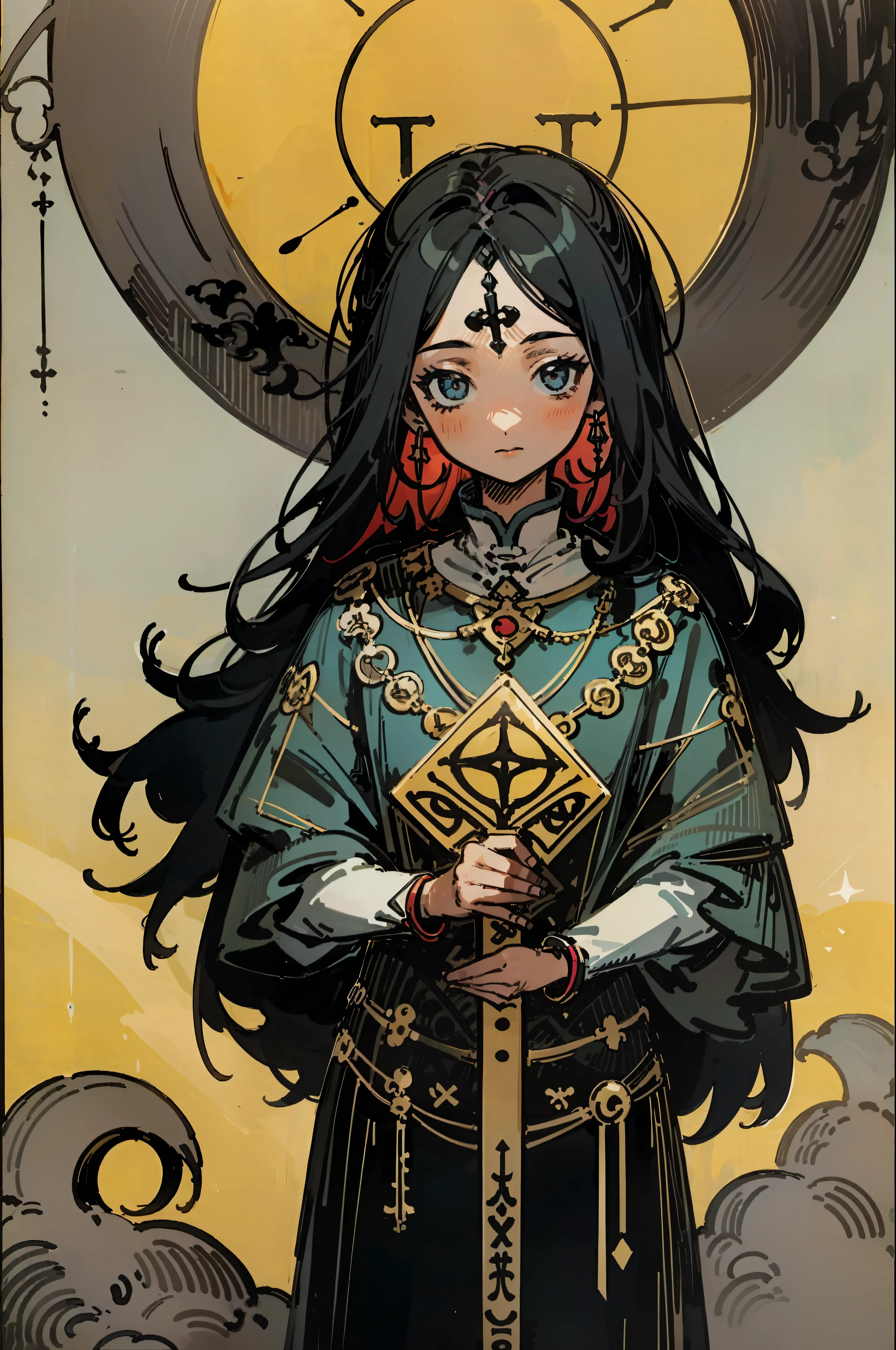 tarot card, 1girl