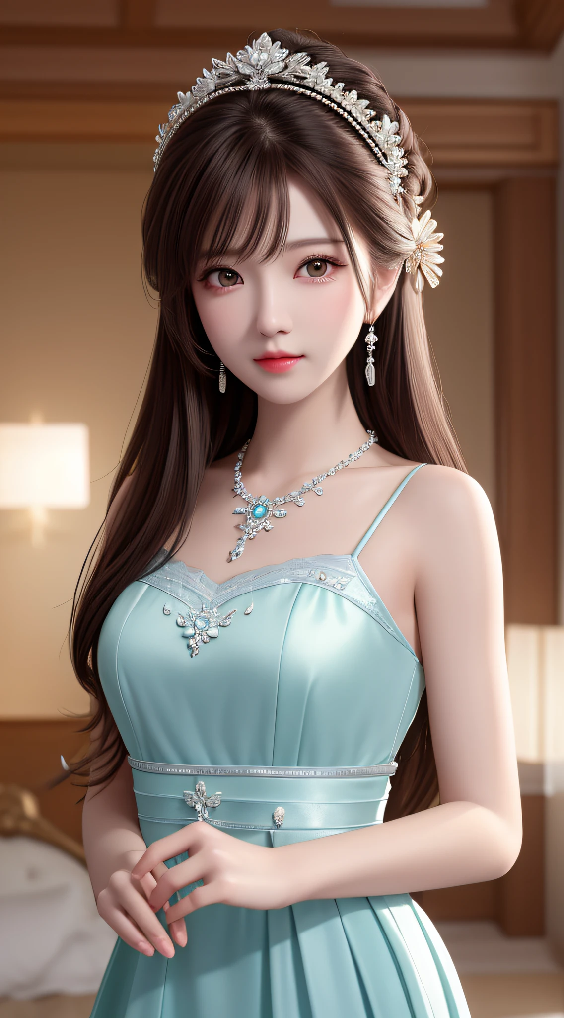 Best Quality, Masterpiece, High Resolution, 1girl, Porcelain Dress, Hair Accessories, Necklace, Jewelry, Pretty Face, On Body, Tyndall Effect, Realistic, Shadow Studio, Rim Lighting, Dual Tone Lighting, (High Detail Skins: 1.2), 8k UHD, dslr, soft light, high quality, volume light, sneak shot, photo, high resolution, 4k, 8k, background blur,