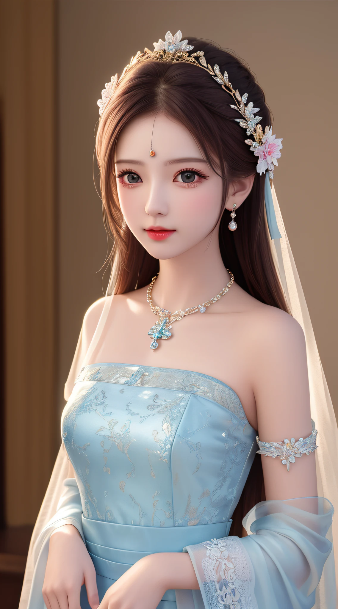 Best Quality, Masterpiece, High Resolution, 1girl, Porcelain Dress, Hair Accessories, Necklace, Jewelry, Pretty Face, On Body, Tyndall Effect, Realistic, Shadow Studio, Rim Lighting, Dual Tone Lighting, (High Detail Skins: 1.2), 8k UHD, dslr, soft light, high quality, volume light, sneak shot, photo, high resolution, 4k, 8k, background blur,