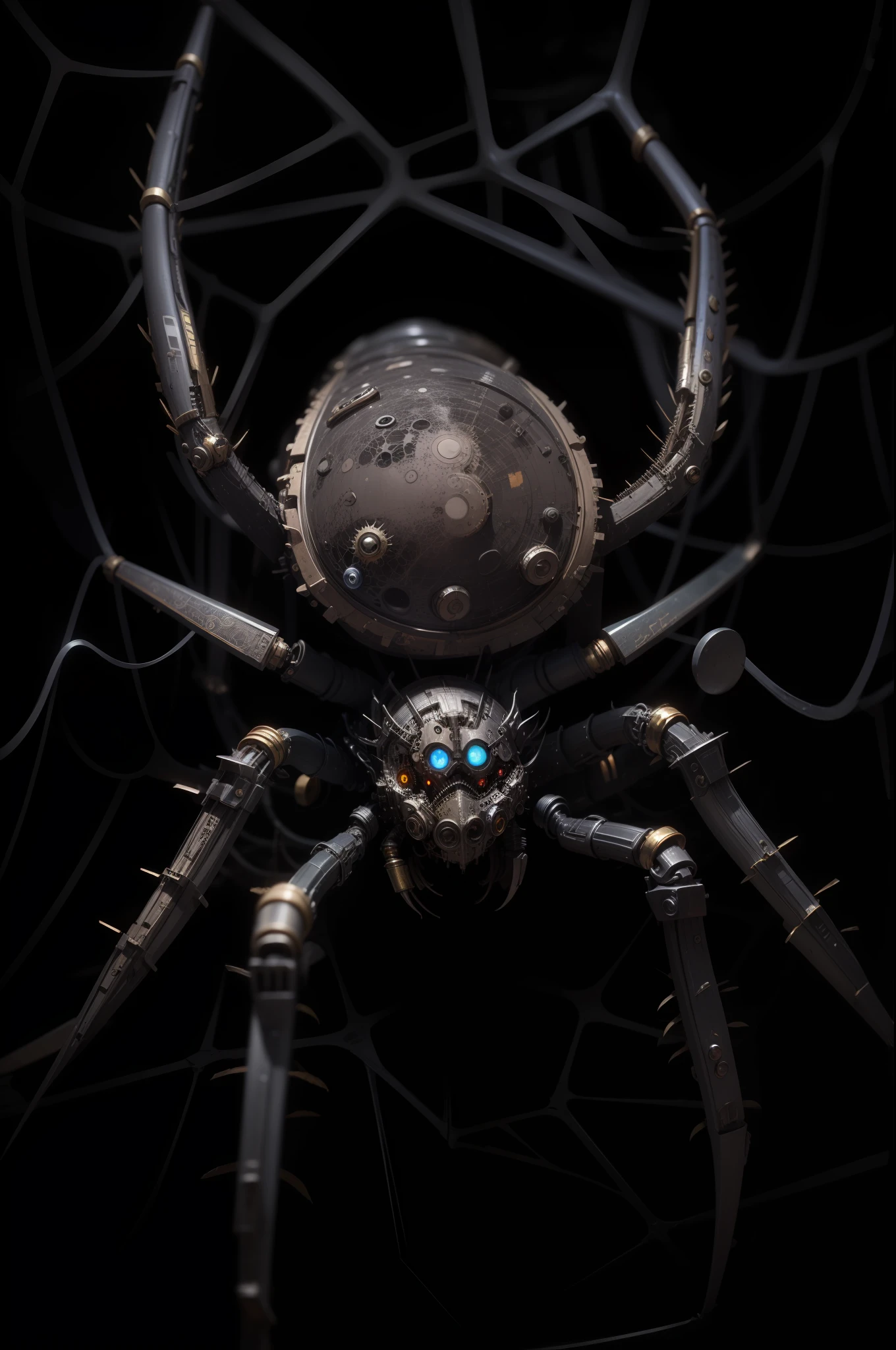 Mechanical spiders,steampunc,Sci-fi style,metals