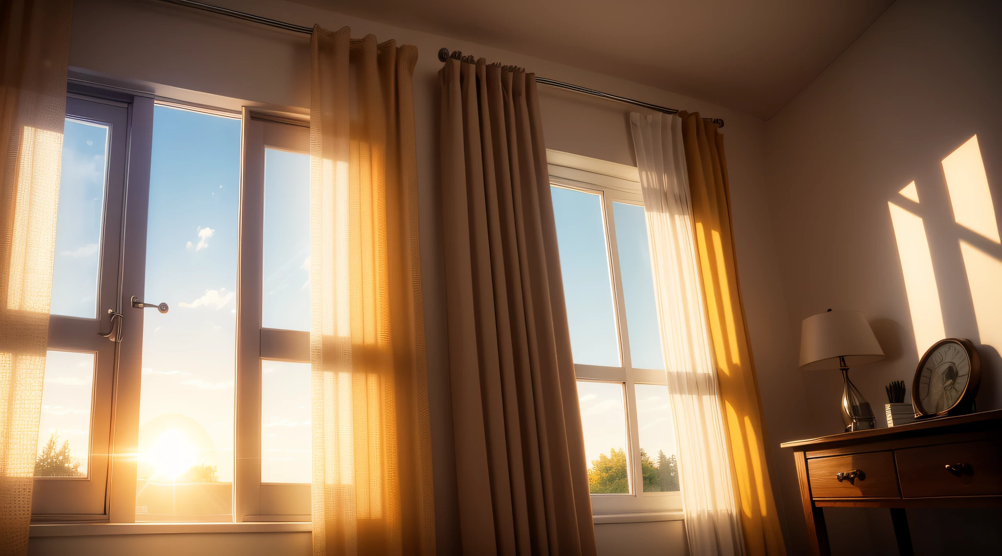 Warm curtains,The sun shines in