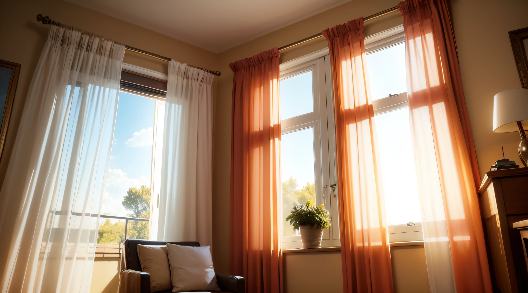 Warm curtains，The sun shines in