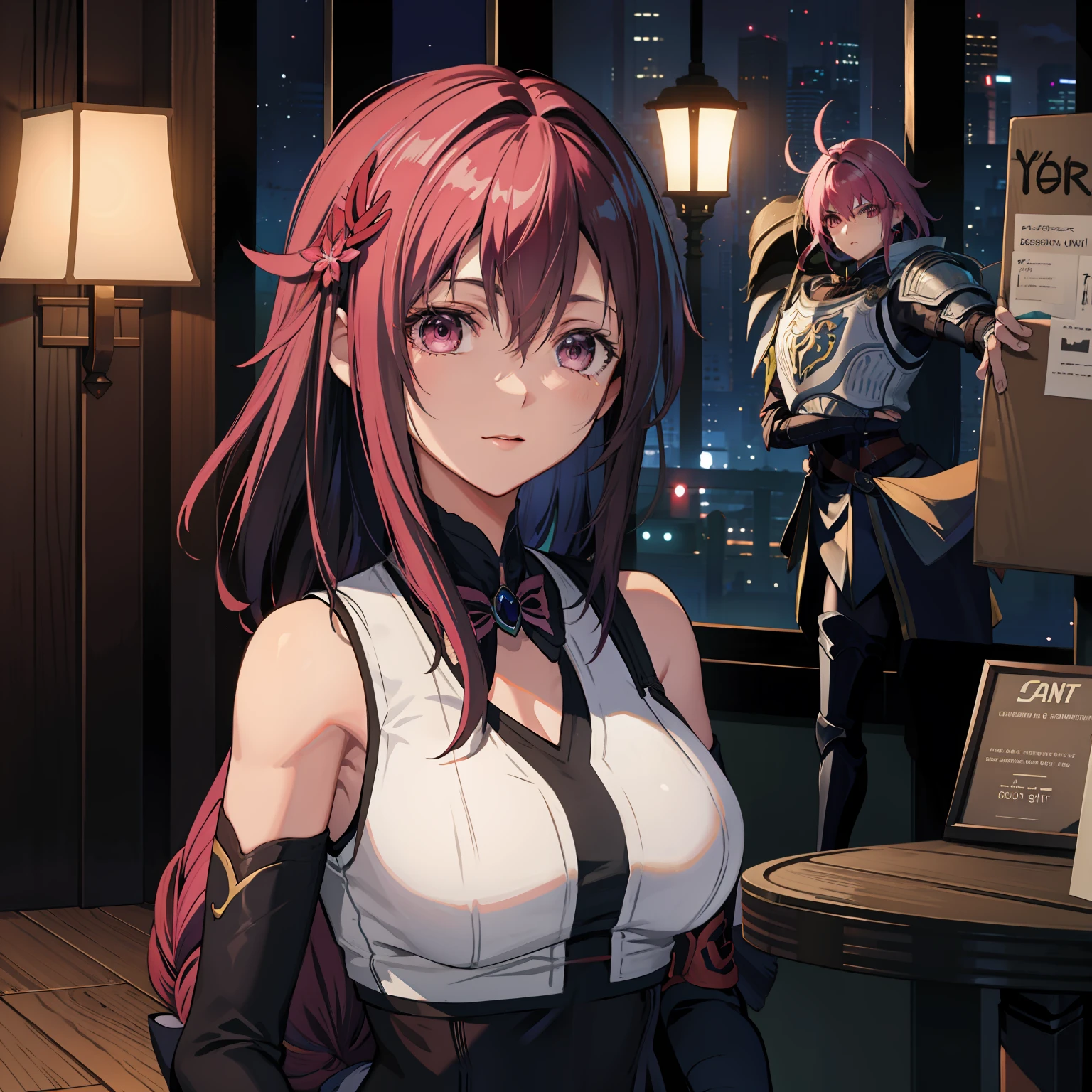 1 Girl RPG Portrait Knight Anime Shorthair Adult Woman pinkhair