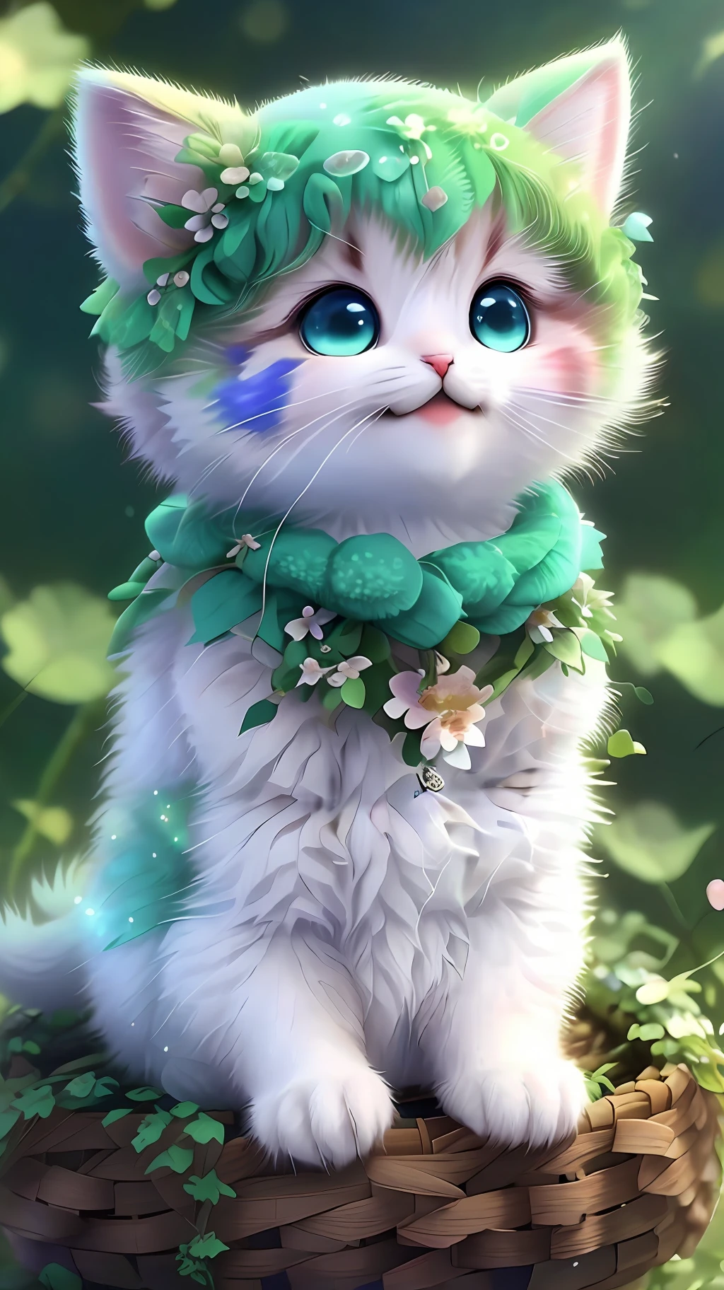 , Realistis, shaggy, (Kitten dressed), an cheeks, full bodyesbian, Non-human, ssmile, sparkle eyes, Minitary, Sit on a branch, lying down,Left!!!