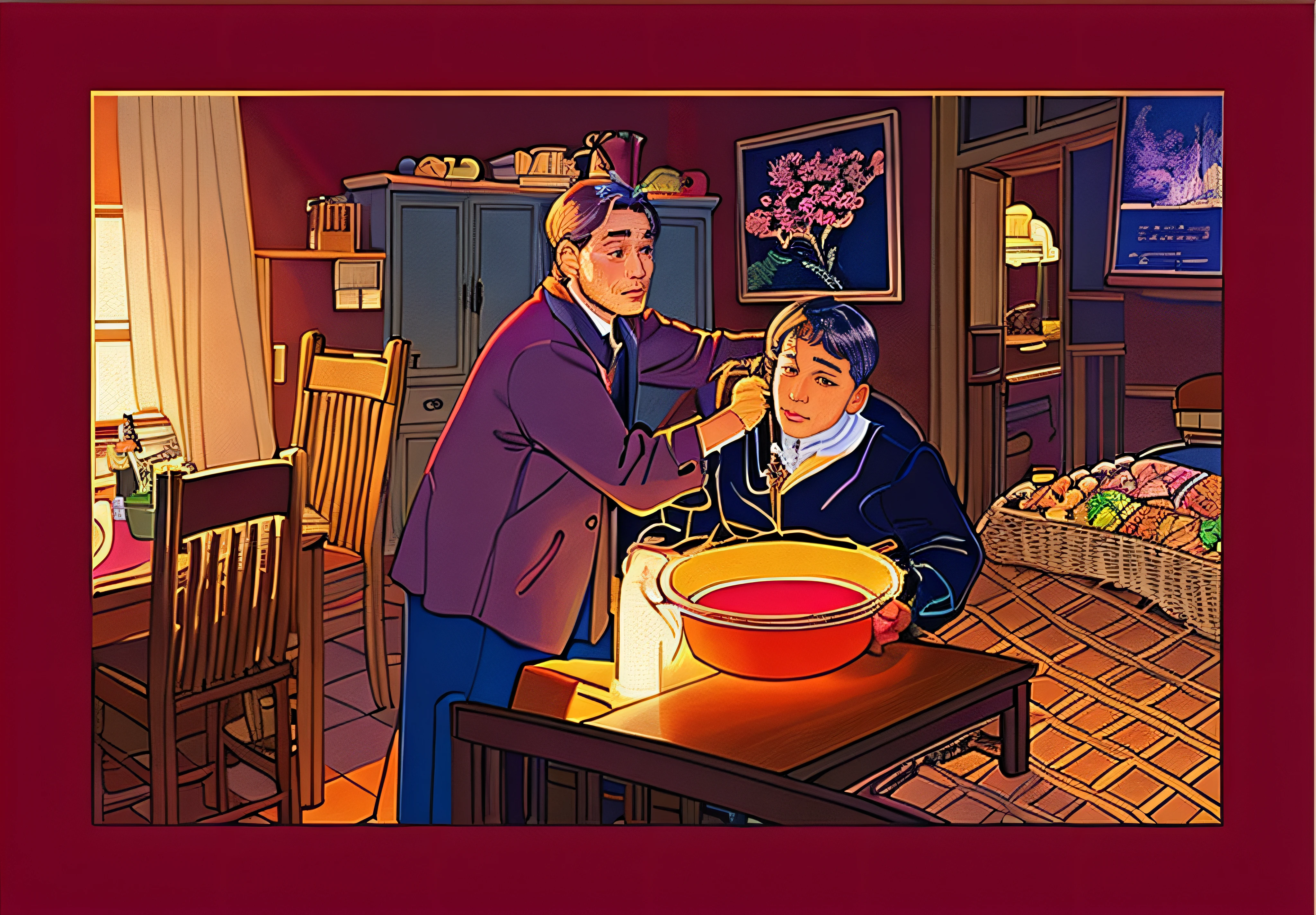 Coloring pages printed by adults, full page illustration, Complexscenes, tony danza coloring book page,  full page illustration, coloring book,  in this ominous scene, Inspired by Chen Danqing, coloring book page, Perfect oil painting，Decorative color，Sargent，