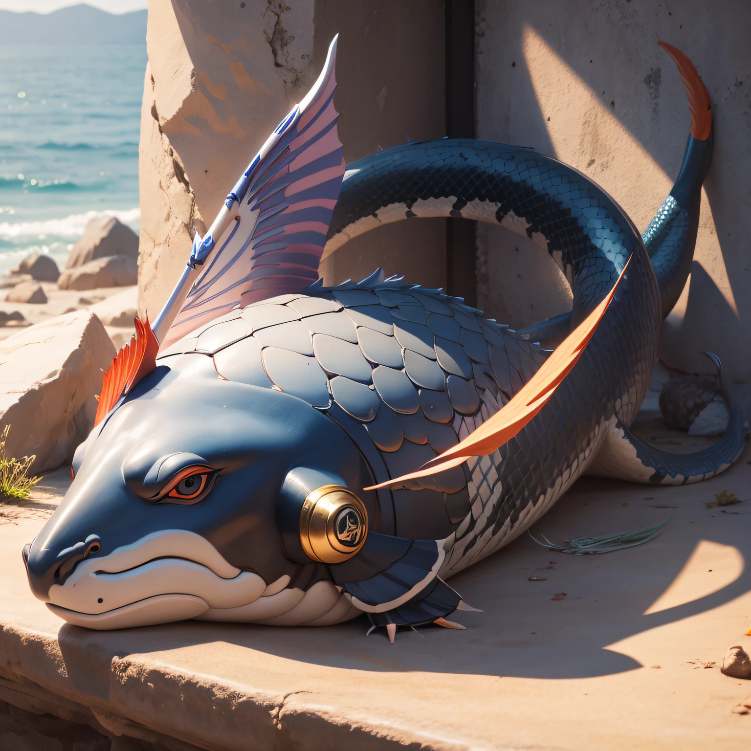 Bull head, fish body, snake tail, feet like wings --auto